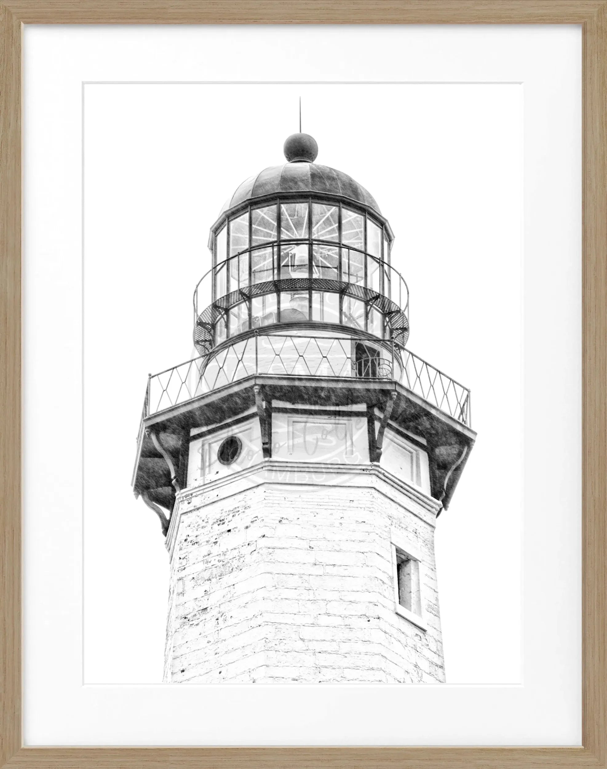 Schwarz-weiß Poster mit schwarzem Rahmen, Hamptons Montauk Lighthouse Motiv, von Cosman-Photocollection, 25x31 cm