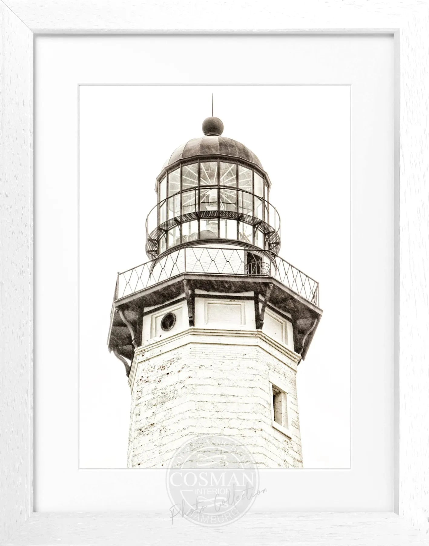 Schwarz-weiß Poster mit Rahmen, Hamptons Montauk Lighthouse, von Cosman-Photocollection, 25x31 cm, elegantes Wandbild