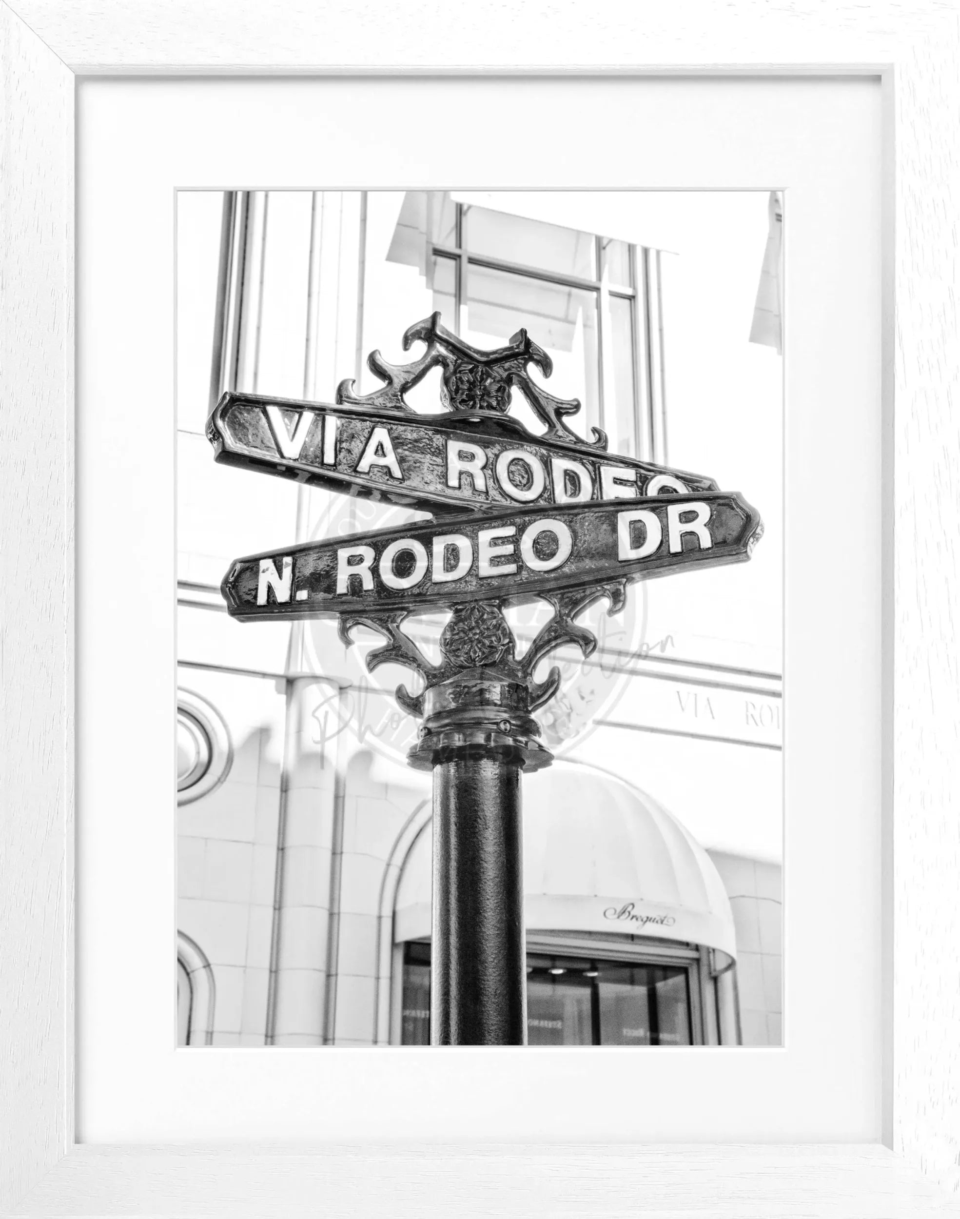 Schwarz-weiß Poster mit Rahmen, Kalifornien Beverly Hills Rodeo Drive, von Cosman-Photocollection, 25x31 cm, stilvolle Wanddekoration