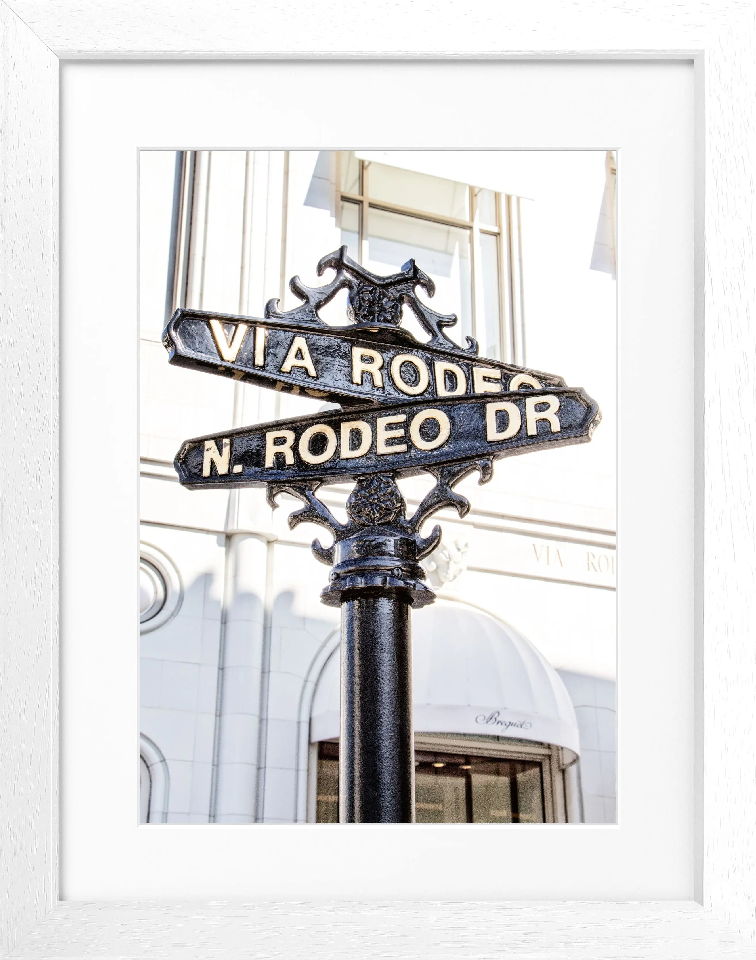 Schwarz-weiß Poster mit Rahmen, Kalifornien Beverly Hills Rodeo Drive, von Cosman-Photocollection, 25x31 cm, stilvolle Wanddekoration
