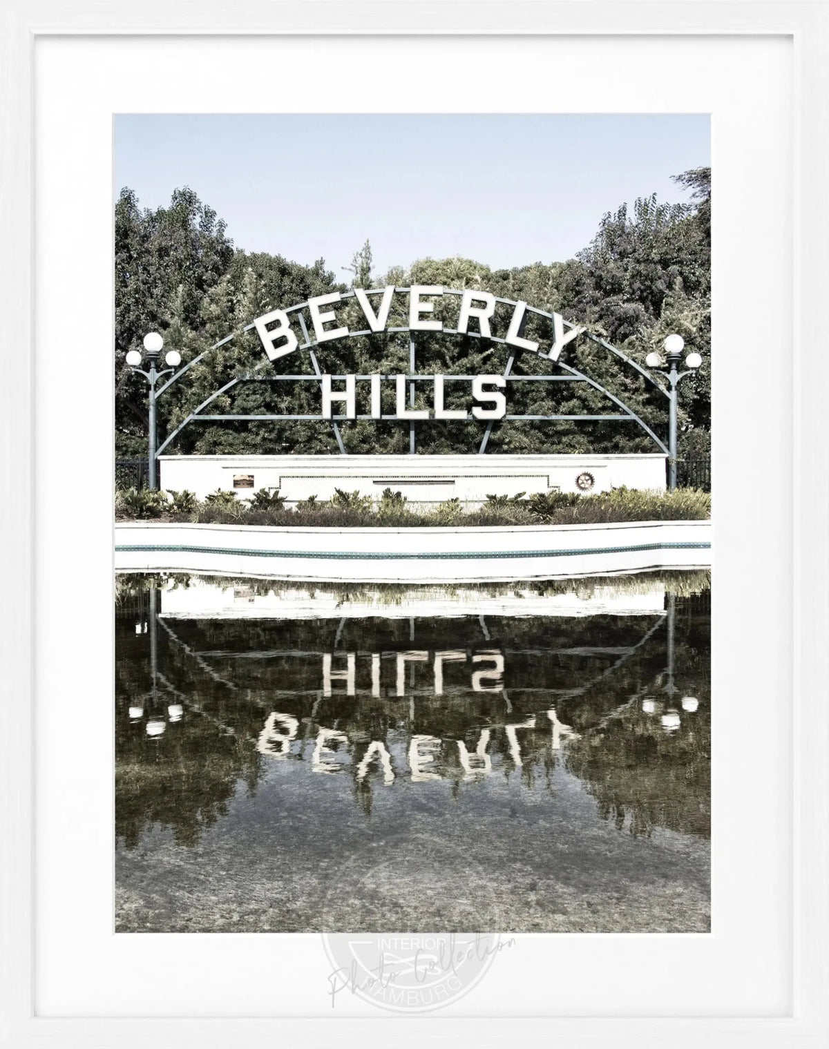 Schwarz-weiß Poster mit Rahmen, Kalifornien Beverly Hills Schild, Cosman-Photocollection, 25x31 cm