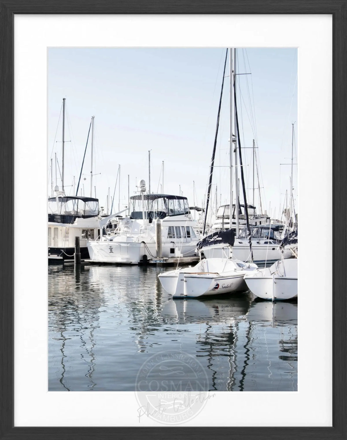 Schwarz-weiß Poster mit Rahmen von Kalifornien 'Boat' von Cosman-Photocollection, 25x31cm, dekoratives Wandbild
