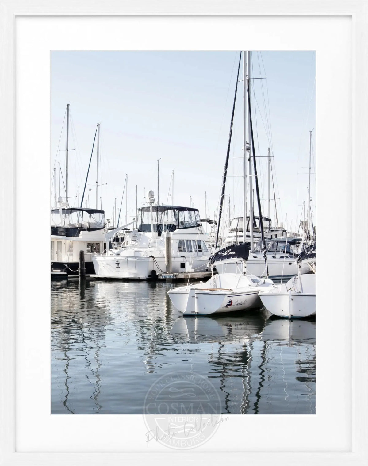 Schwarz-weiß Poster mit Rahmen von Cosman-Photocollection, Kalifornien 'Boat', 25x31cm, dekoratives Wandbild.