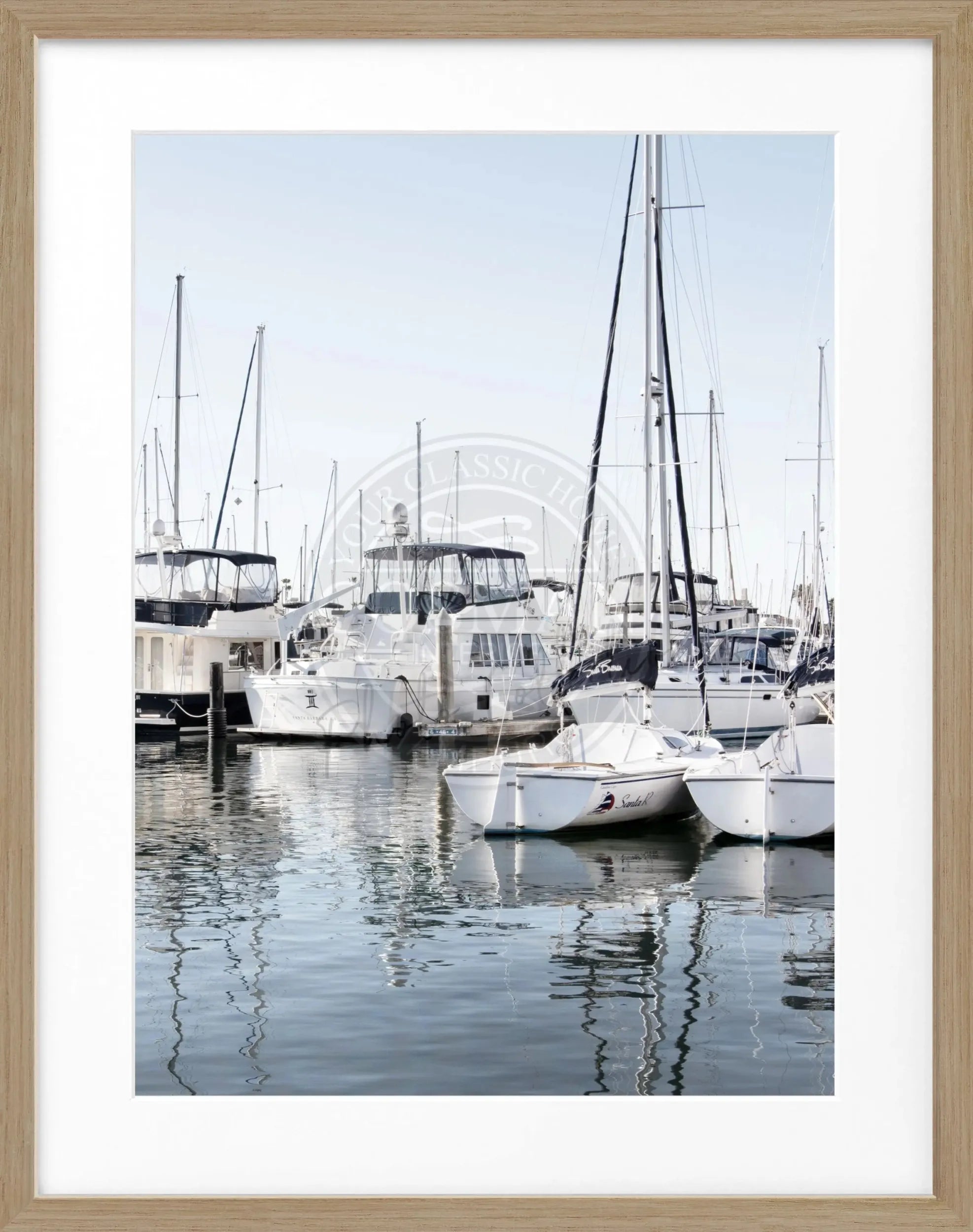 Schwarz-weiß Poster mit Rahmen von Kalifornien ’Boat’ K30 von Cosman-Photocollection, 25x31cm, Wandbild mit Meeresmotiv
