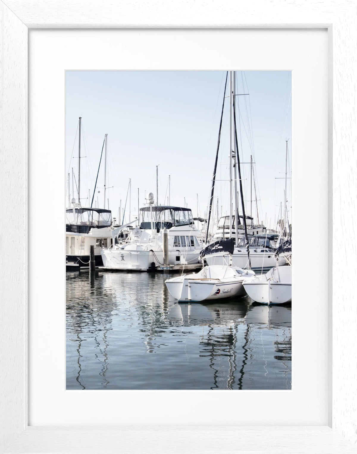Schwarz-weiß Poster mit Rahmen, Kalifornien-Boat-Motiv, von Cosman-Photocollection, 25x31 cm, Wanddekoration mit Meeresmotiv