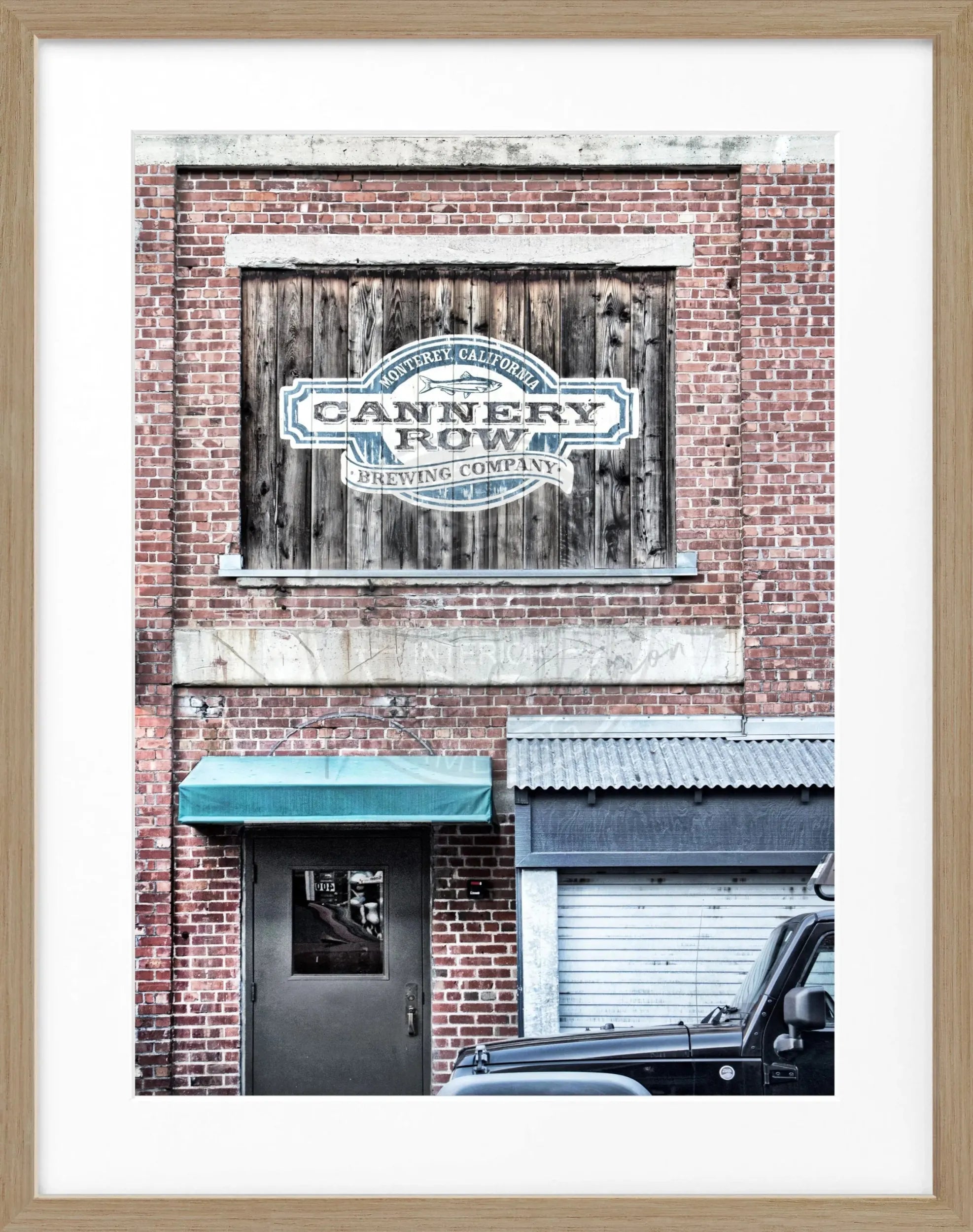 Schwarz-weiß Poster mit Rahmen, Kalifornien ’Cannery Row’ in Monterey, von Cosman-Photocollection, Maße 25x31 cm
