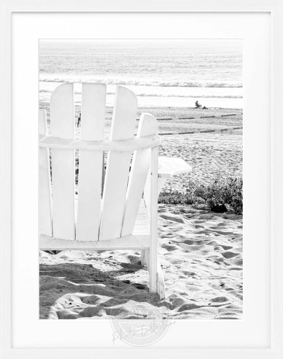 Schwarz-weiß Poster mit Rahmen, Kalifornien Motiv, Deckchair, von Cosman-Photocollection, 25x31 cm, Wanddekoration