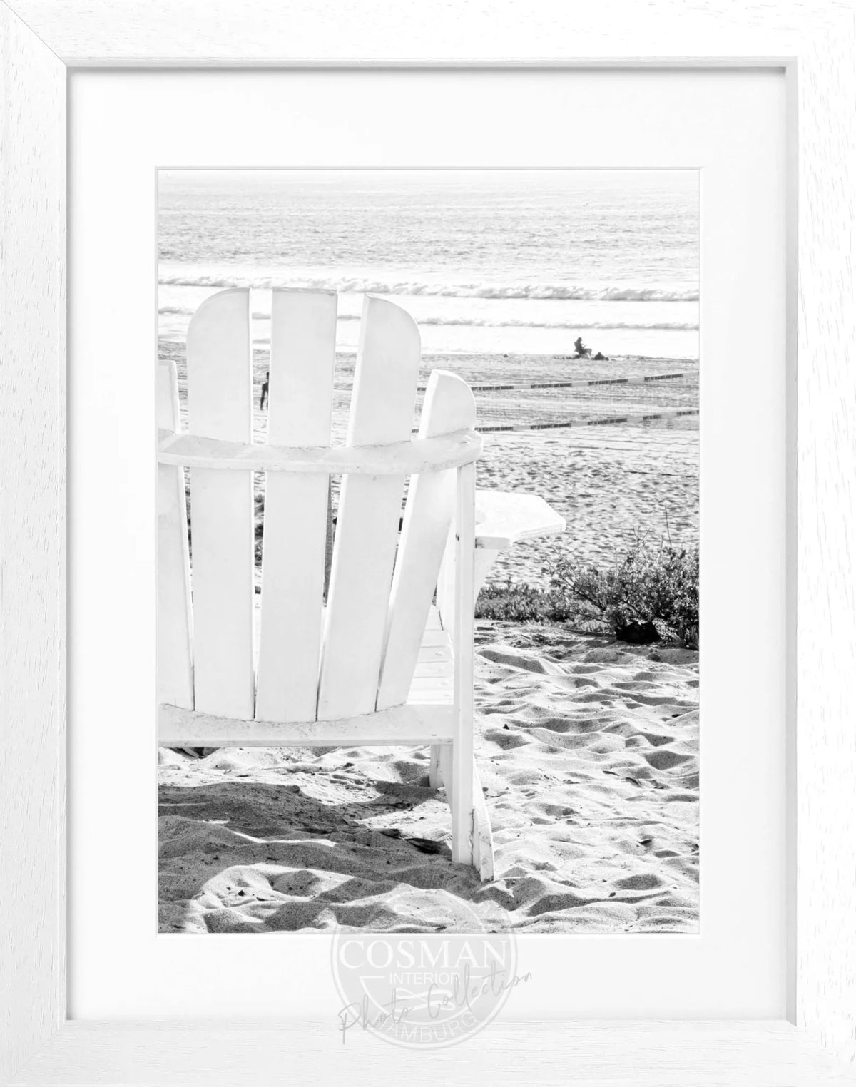 Schwarz-weiß Poster mit Rahmen, Kalifornien „Deckchair“ Motiv, von Cosman-Photocollection, 25x31cm, Wanddekoration