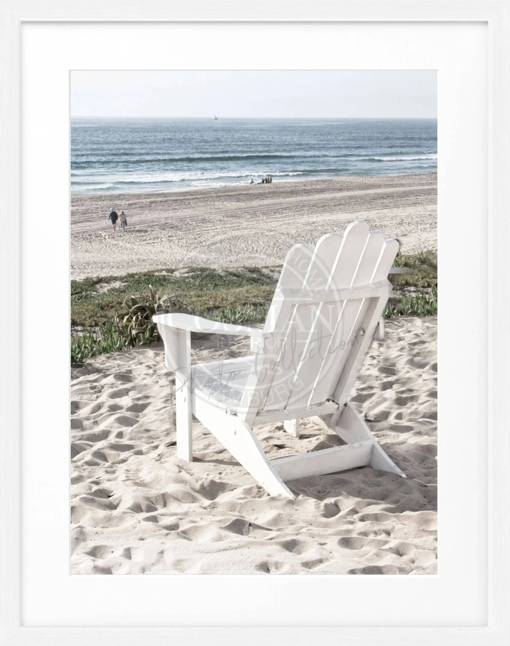 Schwarz-weiß Poster mit Rahmen von Kalifornien, Motiv eines Deckchairs, von Cosman-Photocollection, 25x31cm