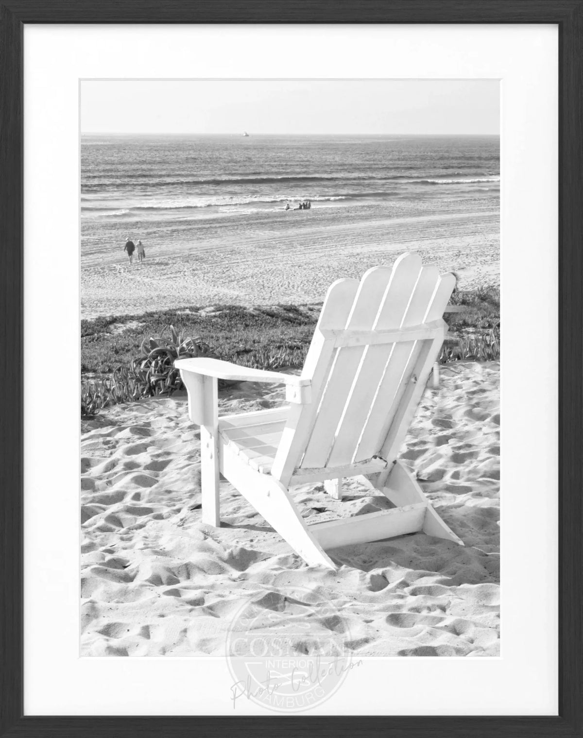 Schwarz-weißes Poster mit Rahmen, Kalifornien Motiv, Deckchair, von Cosman-Photocollection, 25x31 cm