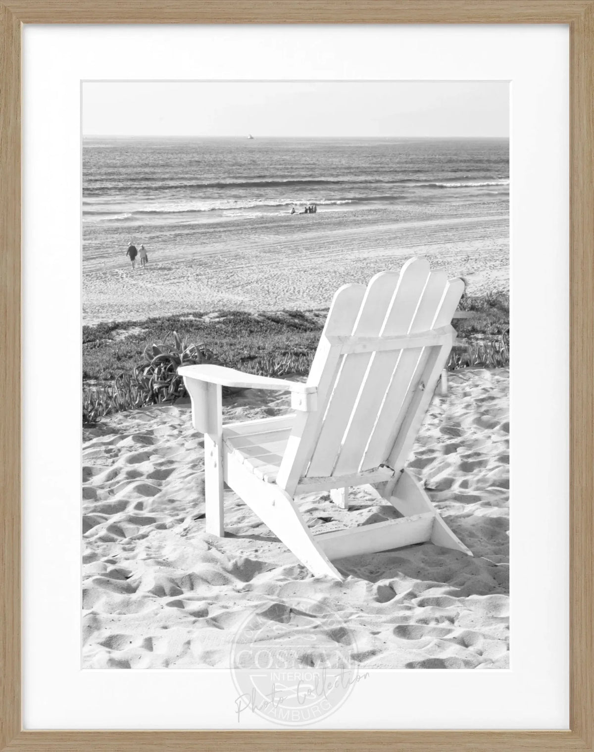 Schwarz-weiß Poster mit Rahmen von Kalifornien ’Deckchair’ von Cosman-Photocollection, 25x31cm, dekoratives Wandbild
