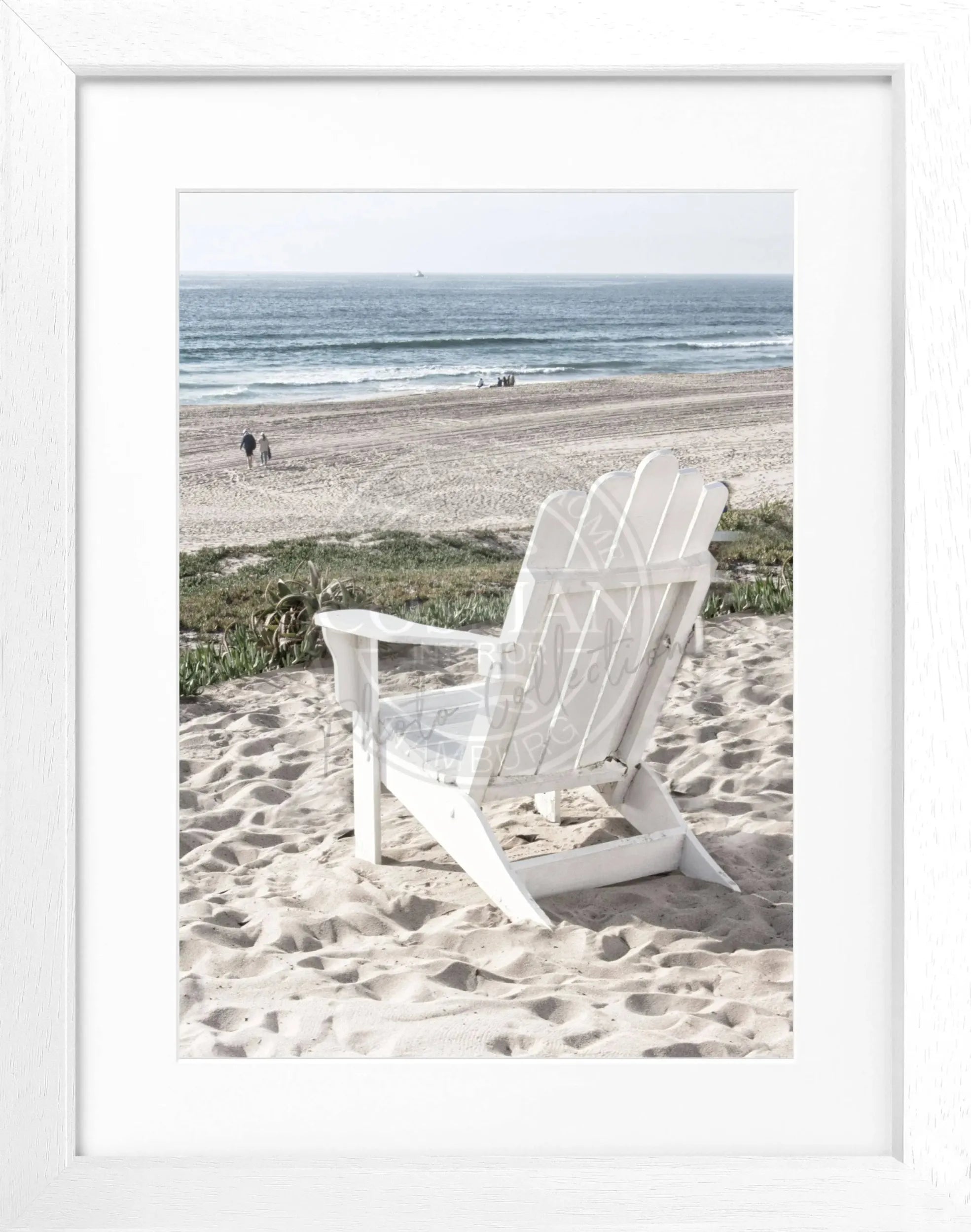 Schwarz-weiß Poster mit Rahmen, Kalifornien Motiv, Deckchair Design, von Cosman-Photocollection, 25x31 cm