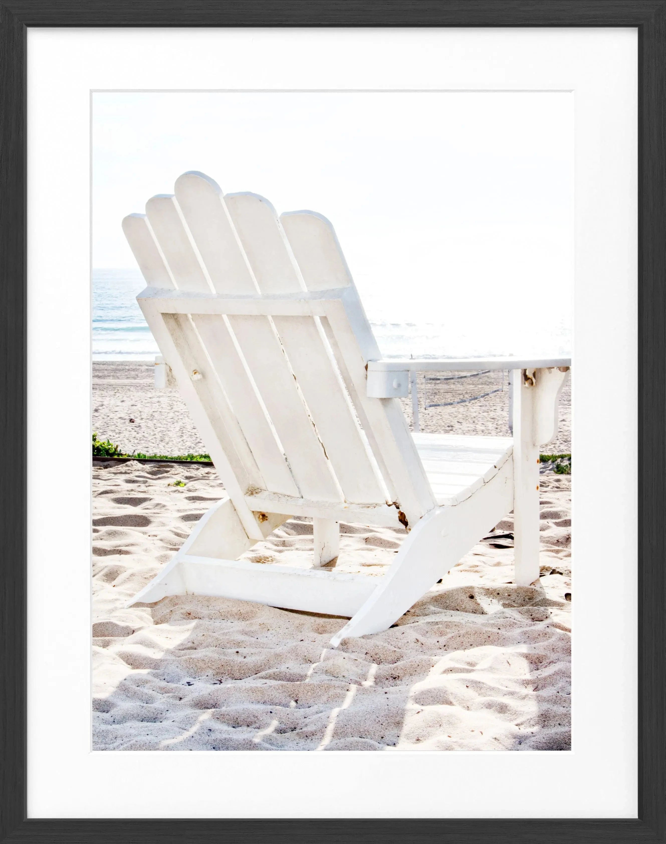 Schwarz-weiß Poster mit Rahmen, Kalifornien Motiv, Deckchair, von Cosman-Photocollection, 25x31cm, Wanddekor