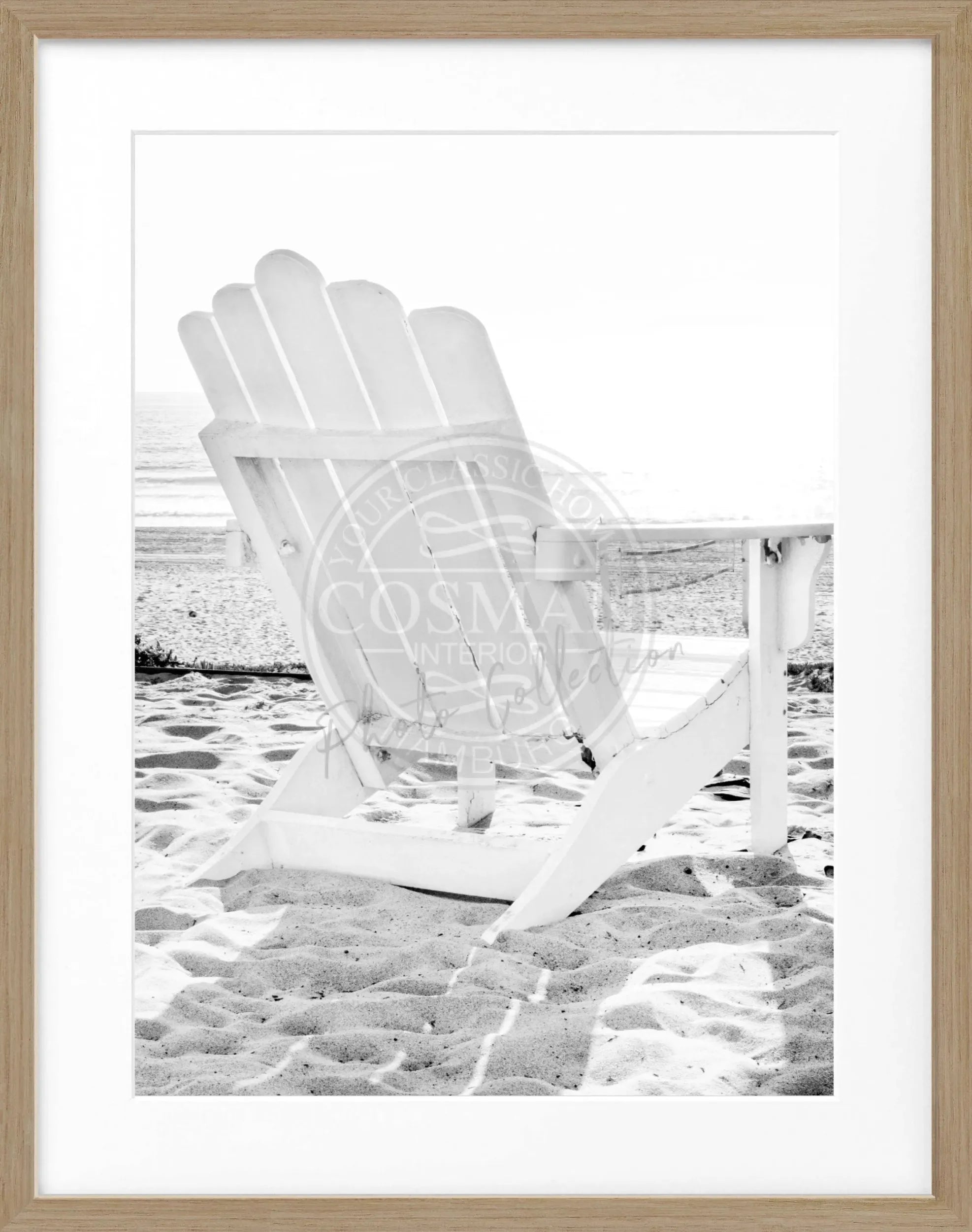 Schwarz-weiß Poster mit Rahmen, Kalifornien ’Deckchair’ von Cosman-Photocollection, 25x31 cm, dekoratives Wandbild