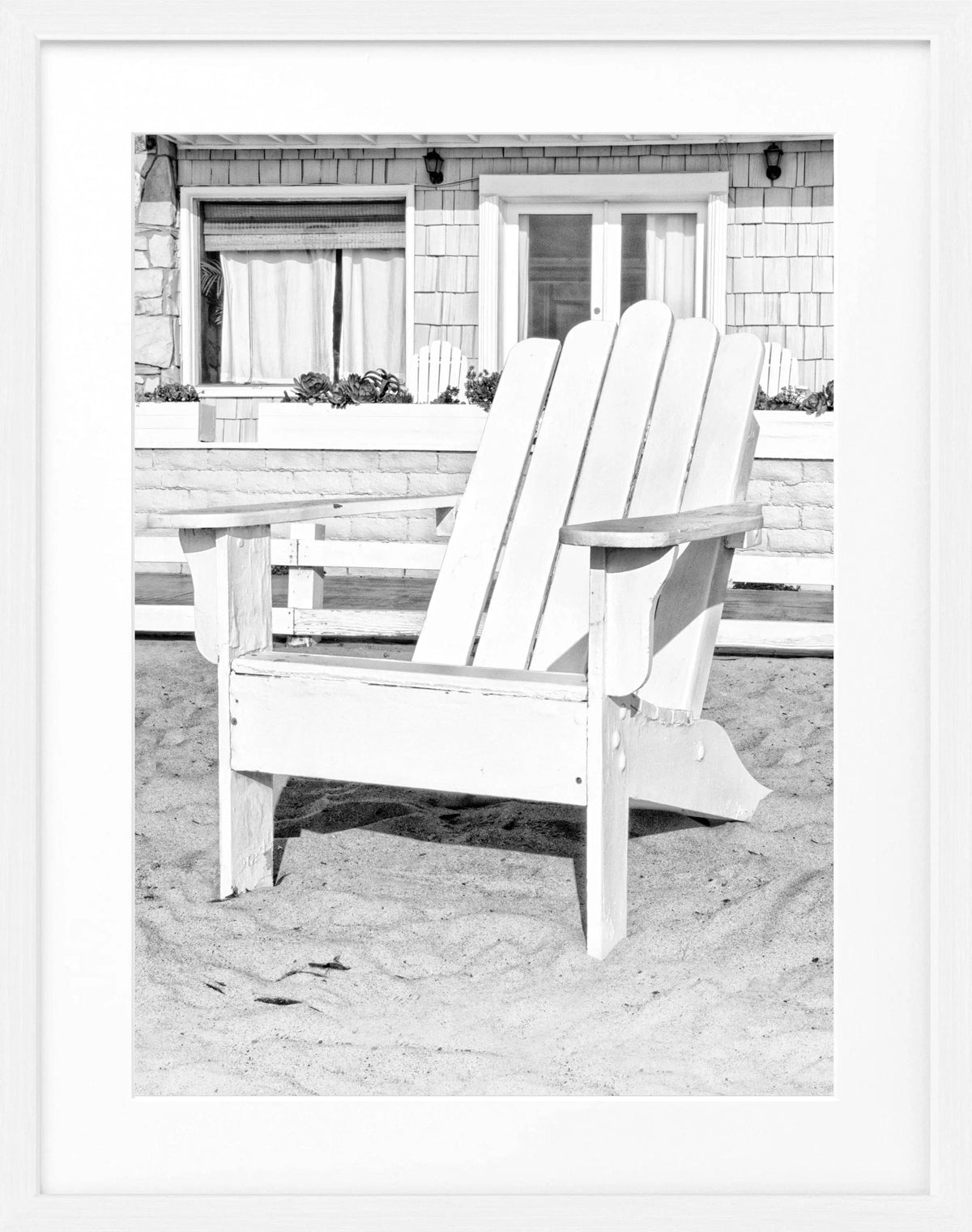 Schwarz-weiß Poster mit Rahmen, Kalifornien Deckchair, von Cosman-Photocollection, Größe 25x31 cm, dekoratives Wandbild