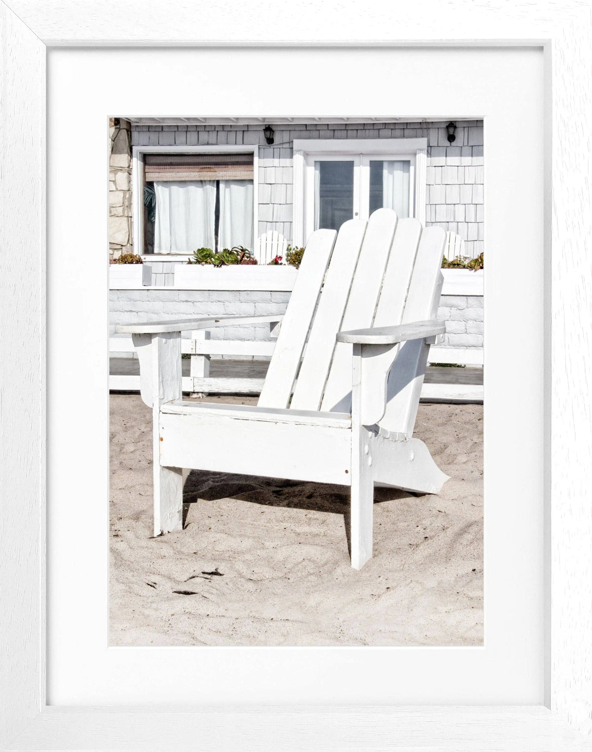 Schwarz-weiß Poster mit Rahmen, Kalifornien Motiv, Deckchair, von Cosman-Photocollection, 25x31cm, Wanddekoration