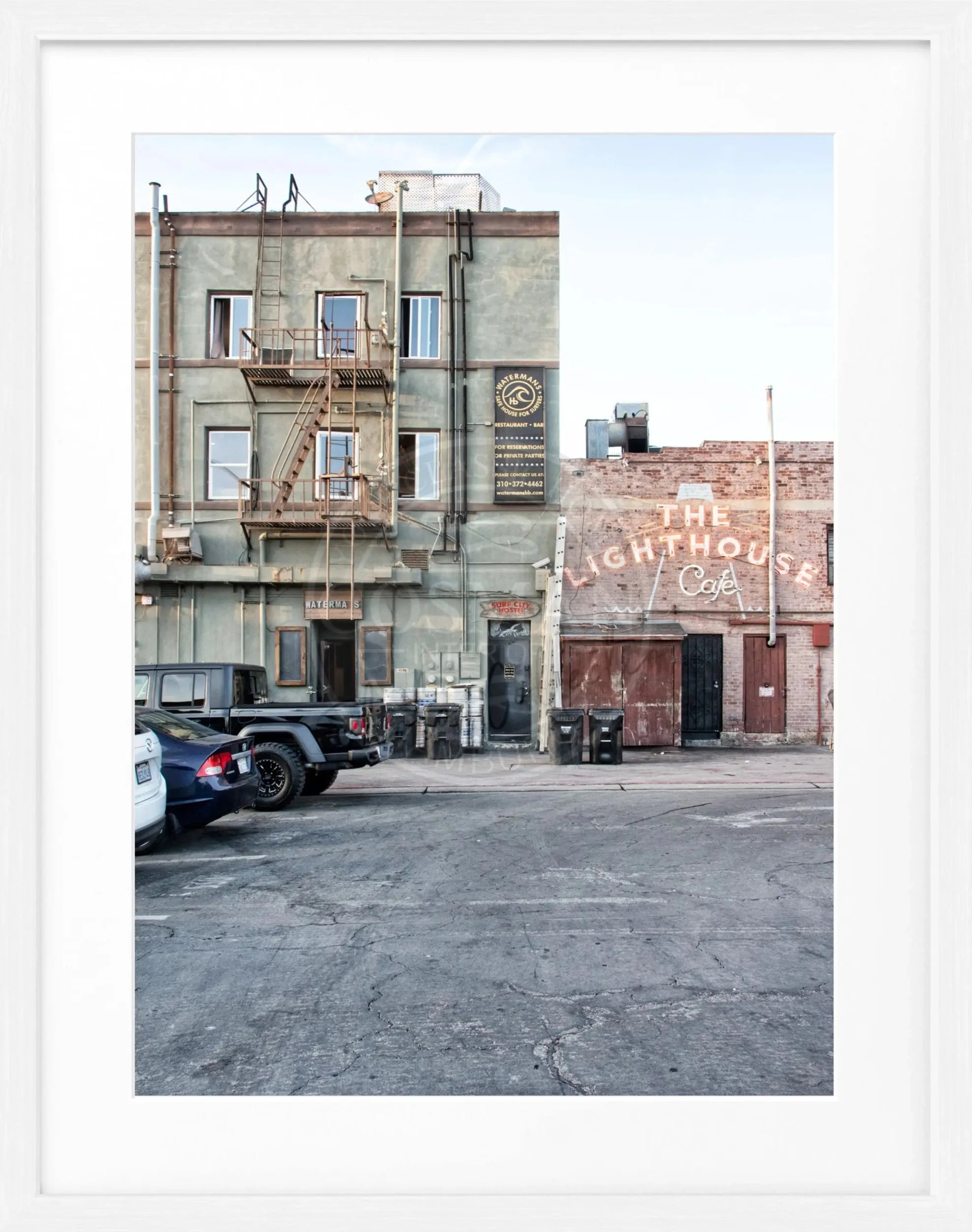 Schwarz-weiß Poster mit Rahmen von Cosman-Photocollection, Kalifornien Hermosa Beach, 25x31 cm, inspirierende Meereslandschaft