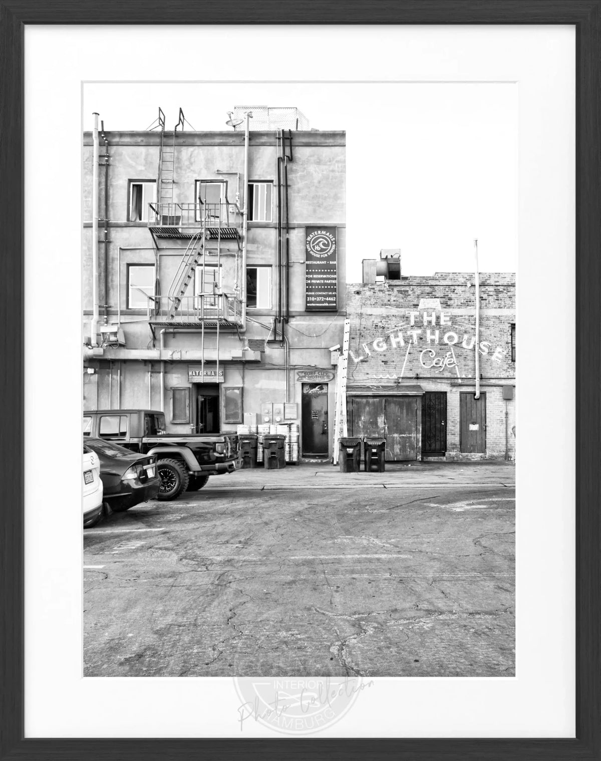 Schwarz-weiß Poster mit Rahmen, Kalifornien Hermosa Beach, Cosman-Photocollection, 25x31 cm, Fotomotiv, Wanddekoration