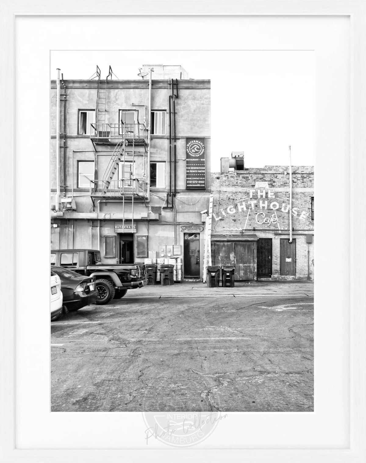 Schwarz-weiß Poster mit Rahmen von Cosman-Photocollection, Kalifornien Hermosa Beach, Motiv, 25x31cm