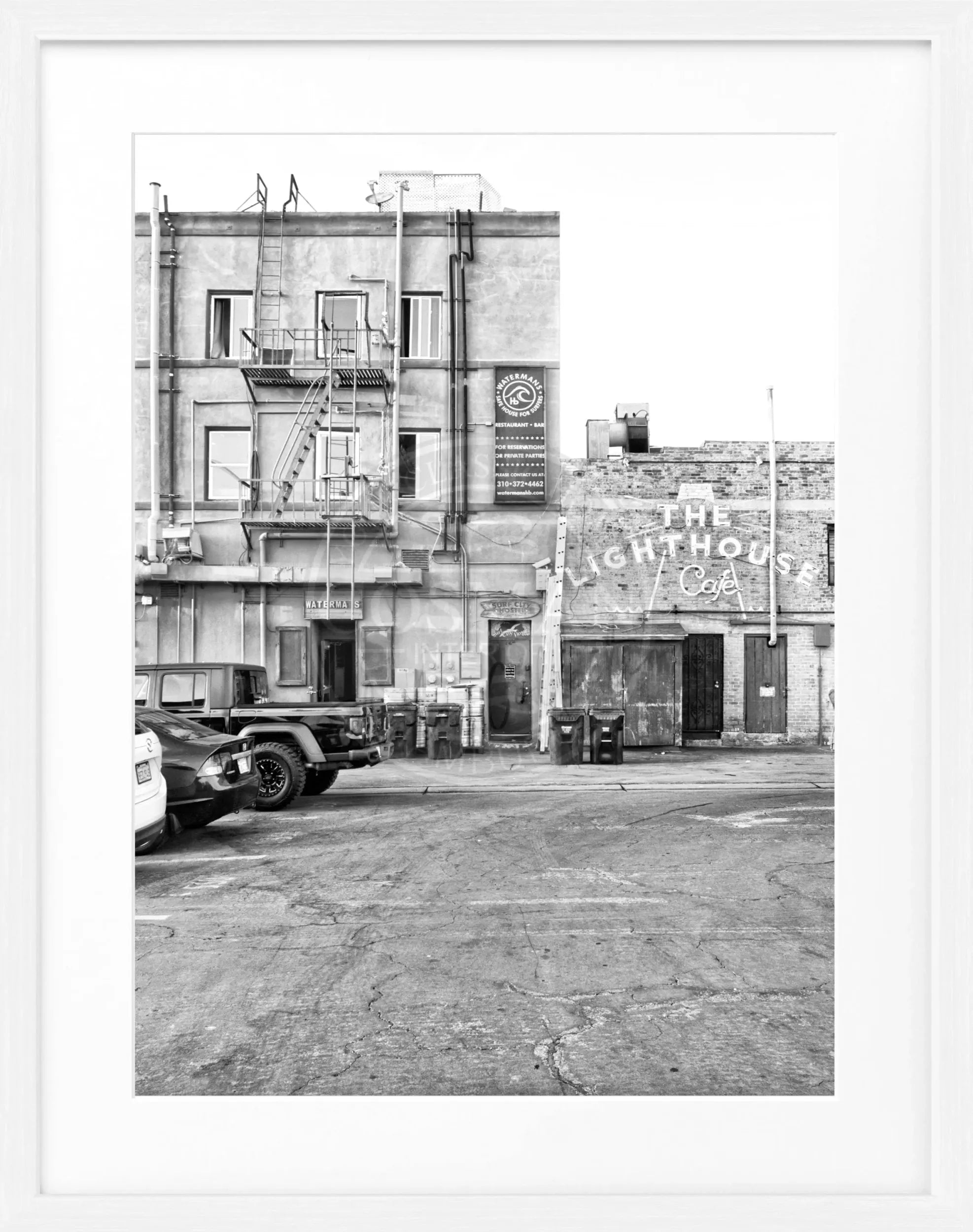 Schwarz-weiß Poster mit Rahmen von Cosman-Photocollection, Kalifornien Hermosa Beach, Motiv, 25x31cm