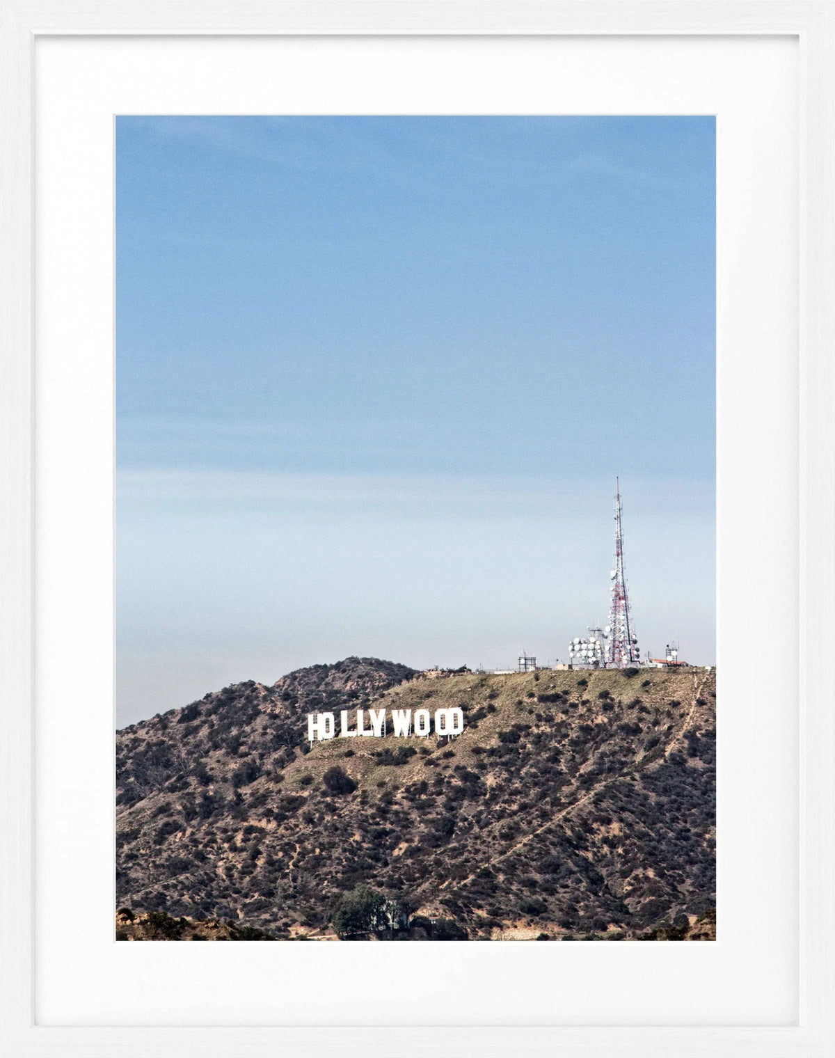 Schwarz-weiß Poster mit Rahmen, Kalifornien Hollywood Hills, 25x31 cm, von Cosman-Photocollection, Wanddekoration mit Motiv.