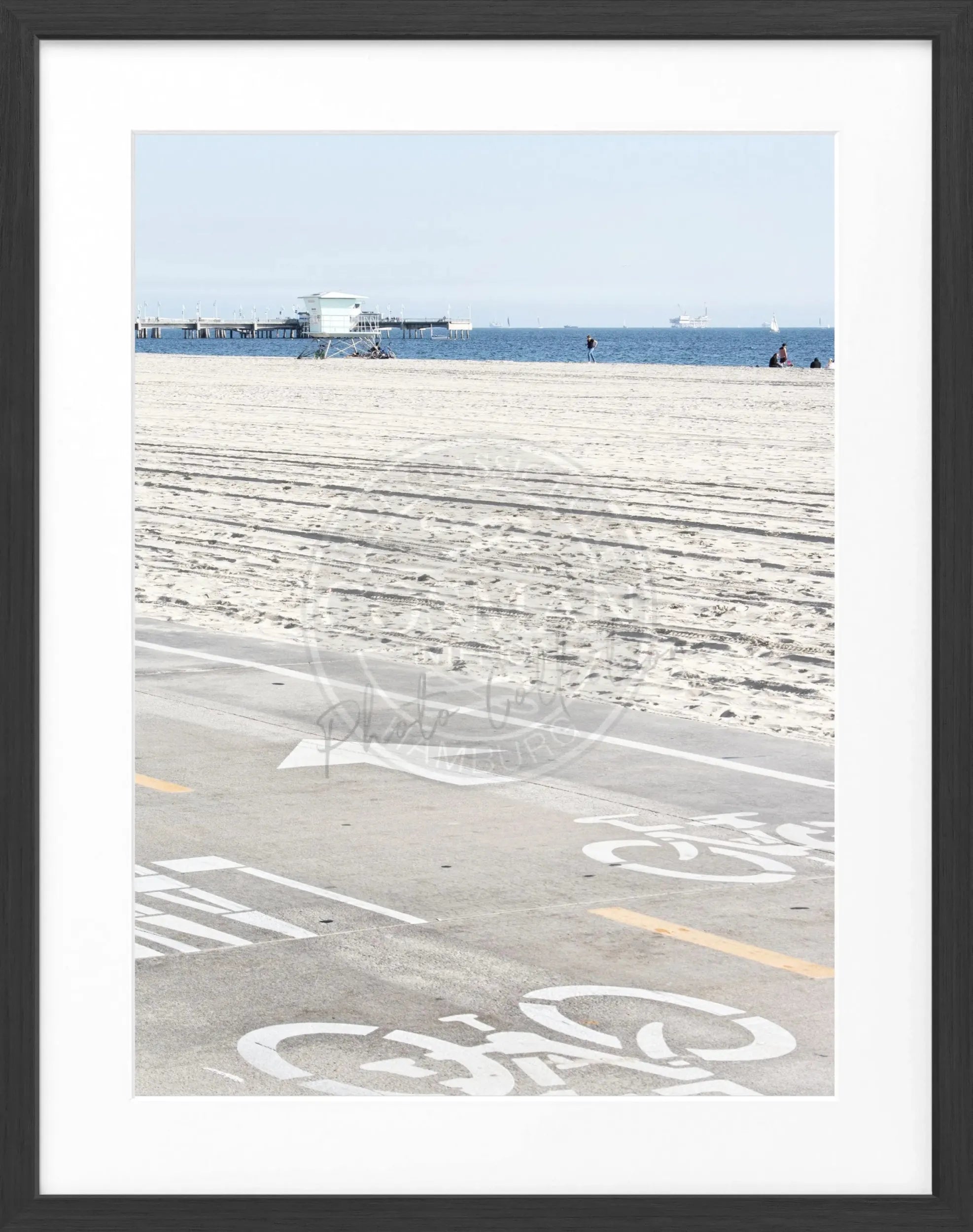 Schwarz-weiß Poster mit Rahmen, Kalifornien Huntington Beach, Cosman-Photocollection, 25x31 cm, Wanddekoration