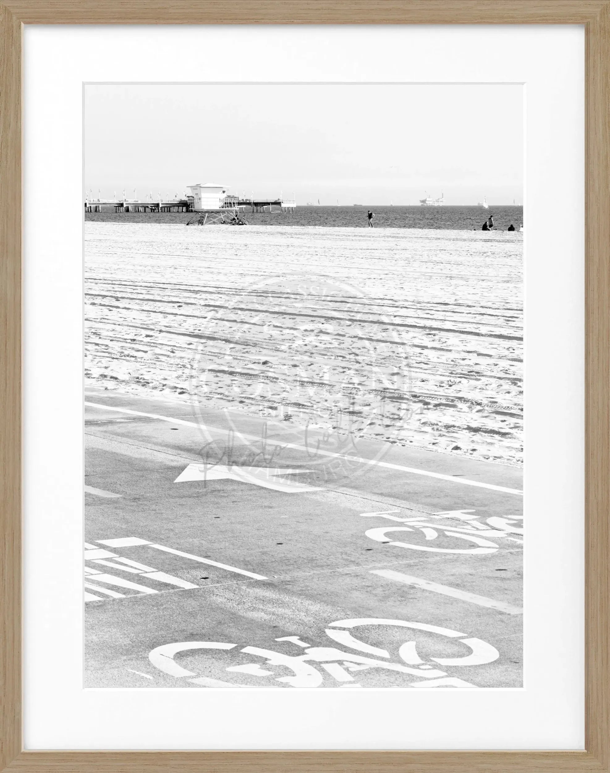 Schwarz-weiß Poster mit Rahmen, Kalifornien Huntington Beach, von Cosman-Photocollection, 25x31 cm, Wanddekoration