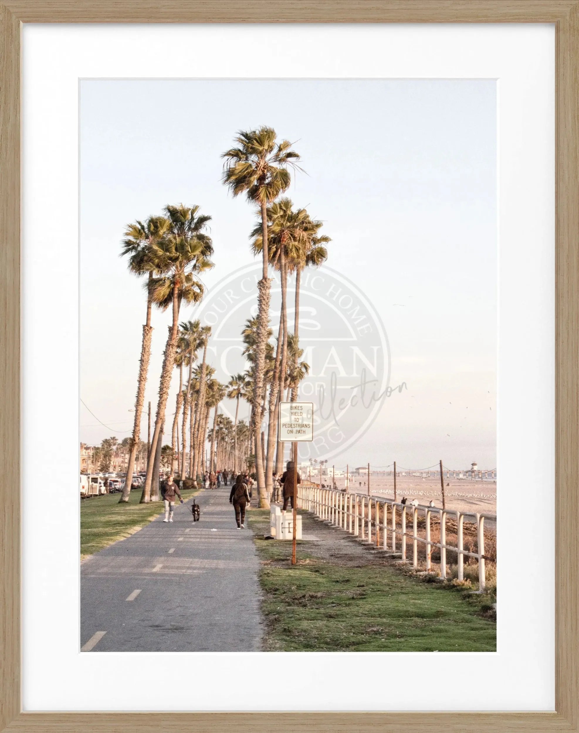 Schwarz-weiß Poster mit Rahmen von Cosman-Photocollection, Kalifornien Huntington Beach, 25x31 cm, Kunstfotografie.