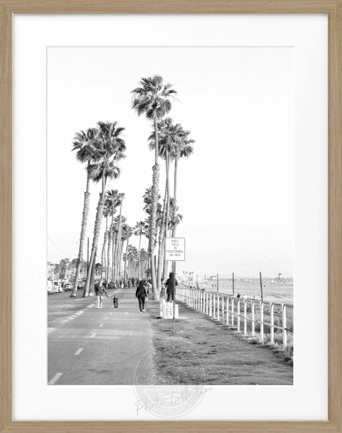 Schwarz-weiß Poster mit Rahmen, Kalifornien Huntington Beach Motiv, 25x31cm, von Cosman-Photocollection
