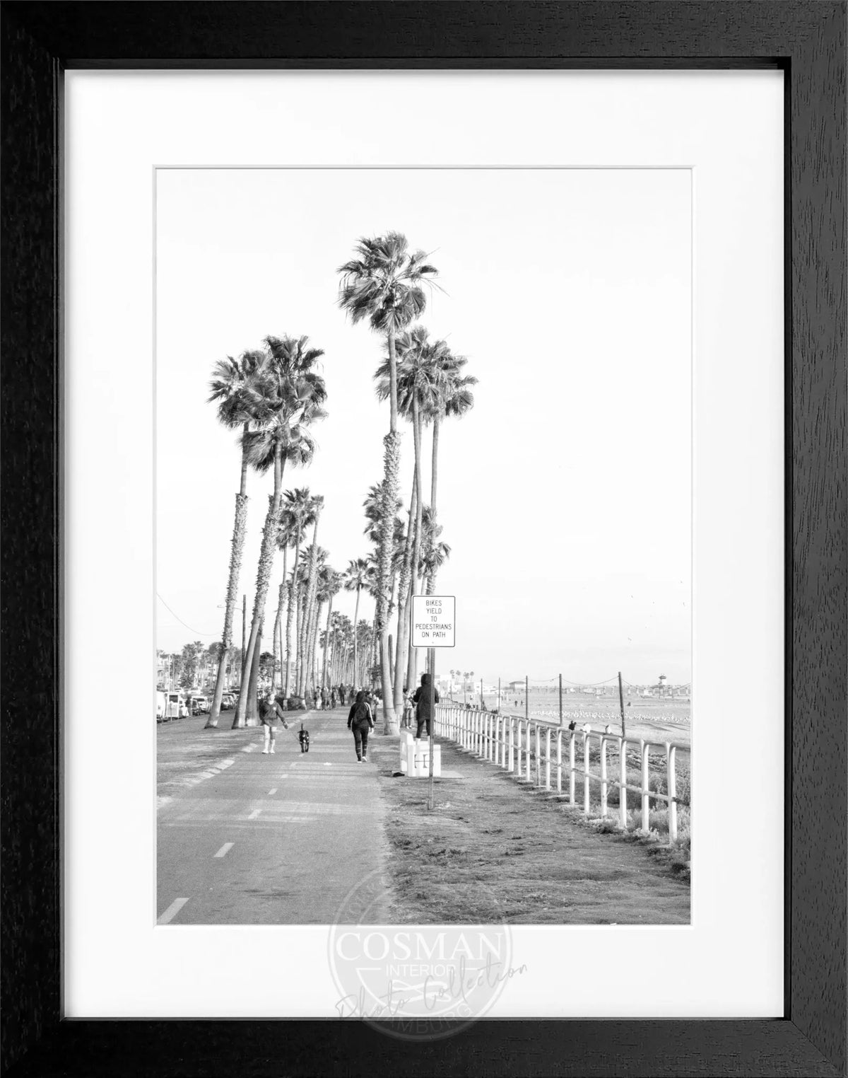 Schwarz-weiß Poster mit Rahmen von Cosman-Photocollection, Kalifornien Huntington Beach, 25x31cm, fotografisches Kunstwerk