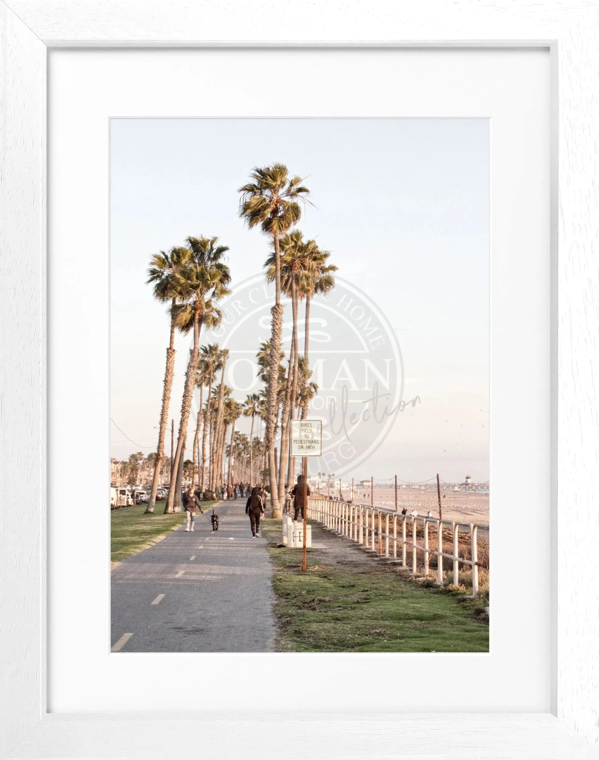 Schwarz-weiß Poster mit Rahmen von Cosman-Photocollection, Kalifornien Huntington Beach, 25x31cm, stilvolle Wanddekoration