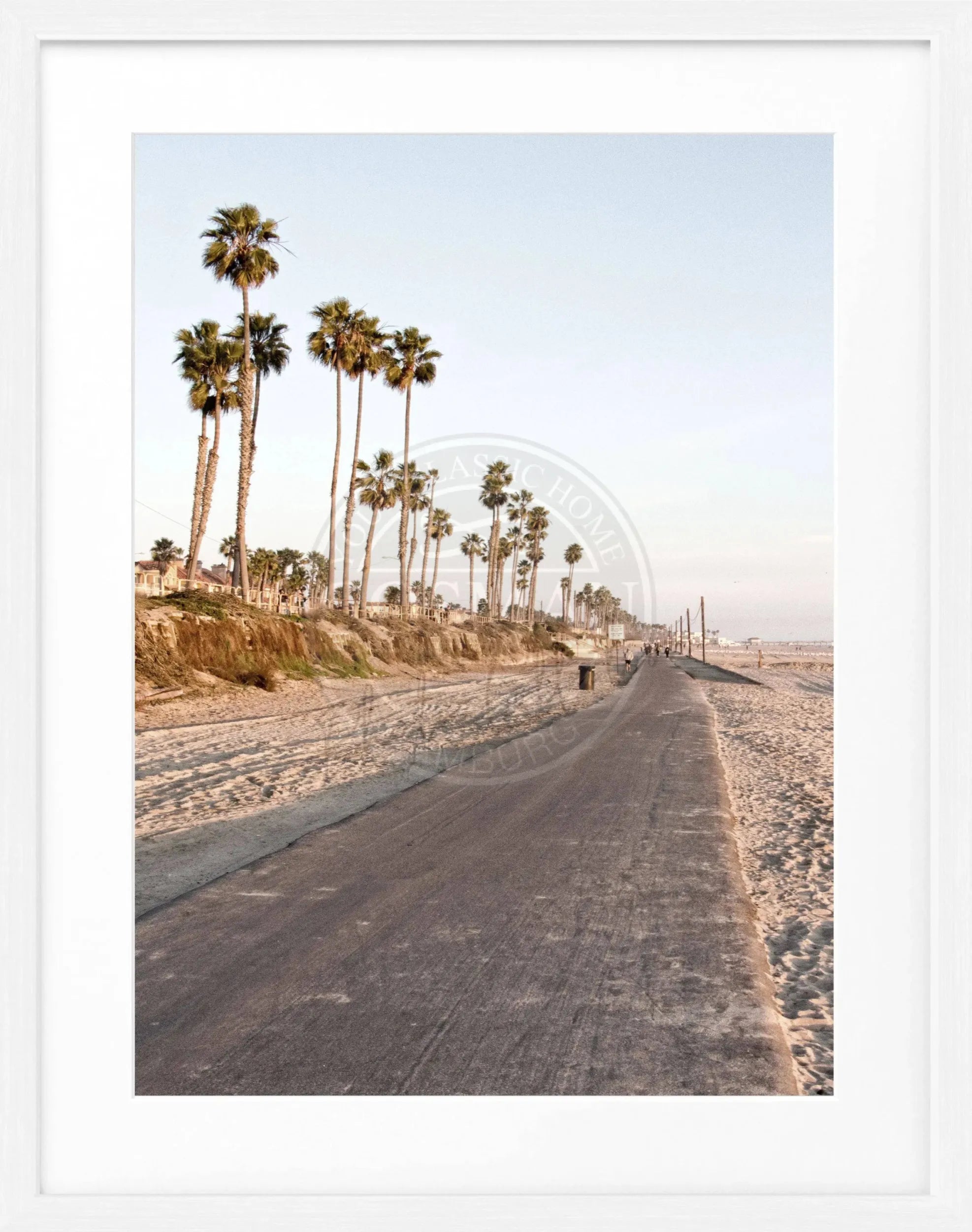 Schwarz-weiß Poster mit Rahmen von Cosman-Photocollection, Kalifornien Huntington Beach, 25x31 cm, kunstvoller Meeresblick
