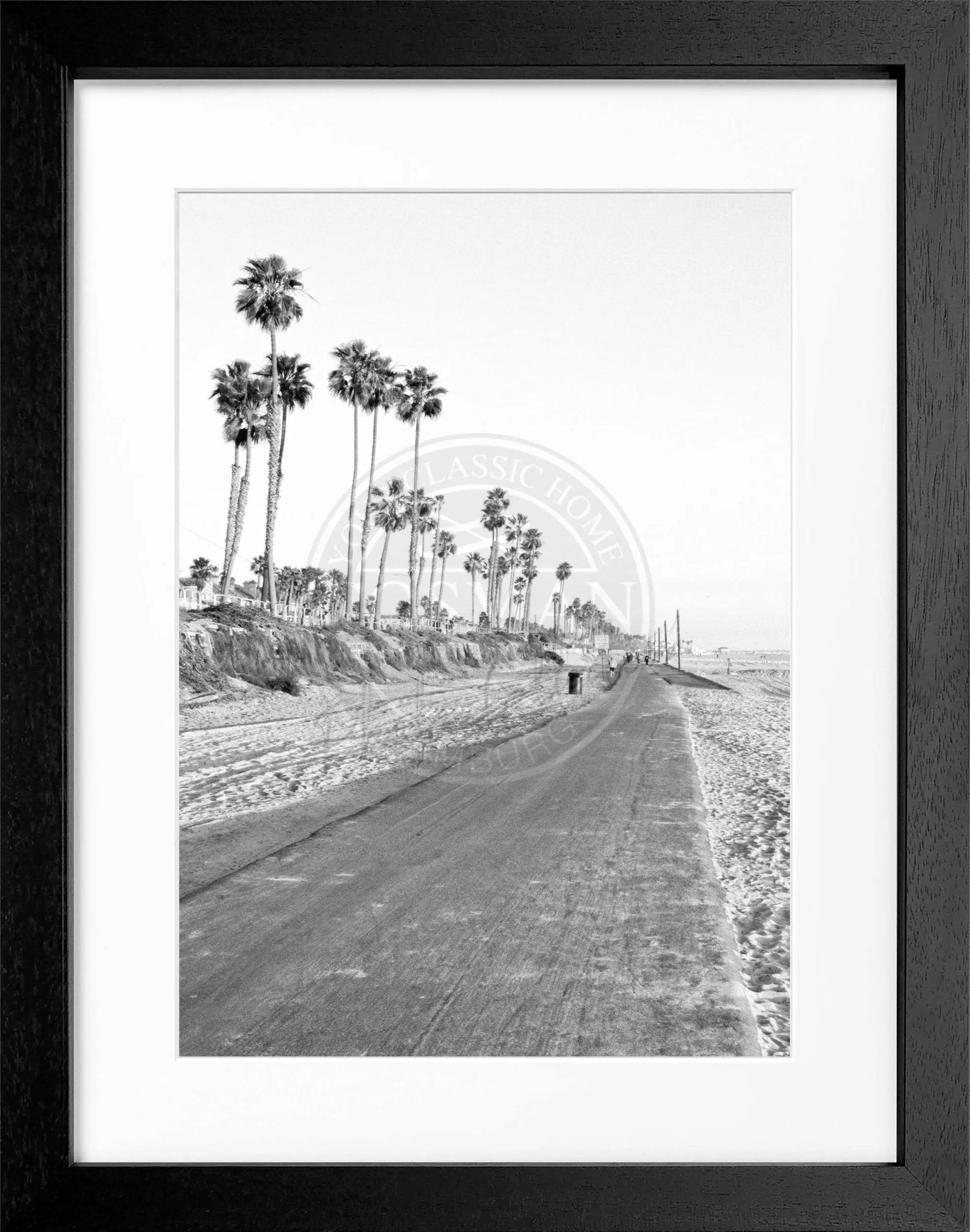Schwarz-weiß Poster mit Rahmen, Kalifornien Huntington Beach Motiv, von Cosman-Photocollection, 25x31 cm, Wanddekoration