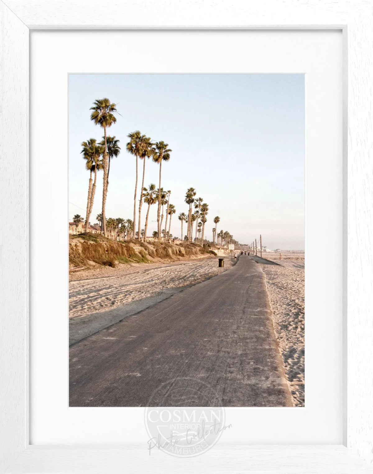 Schwarz-weißer Poster mit Rahmen von Cosman-Photocollection, Kalifornien Huntington Beach Motiv, 25x31cm