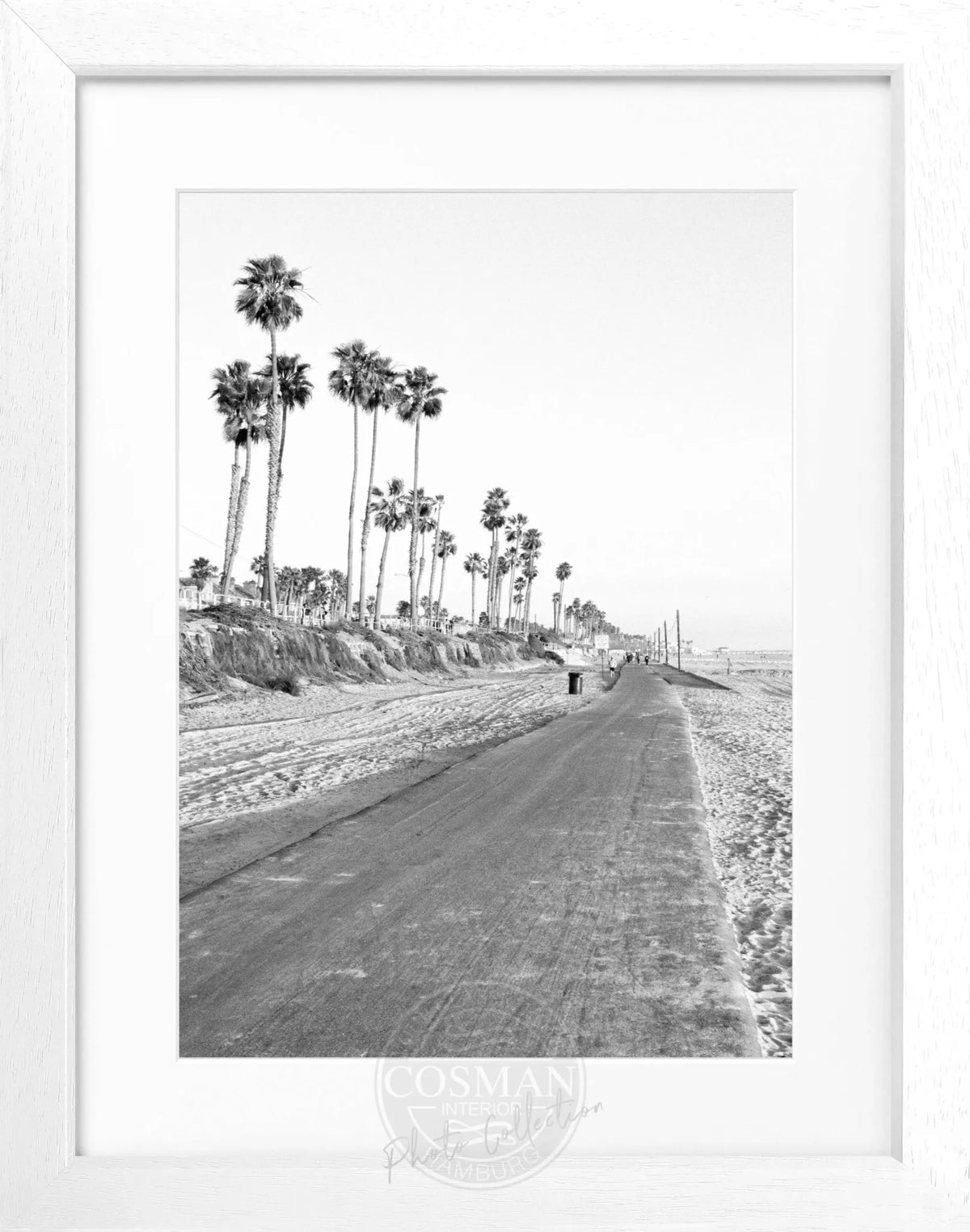 Schwarz-weiß Poster mit Rahmen, Kalifornien Huntington Beach, Cosman-Photocollection, 25x31 cm, Wanddekoration