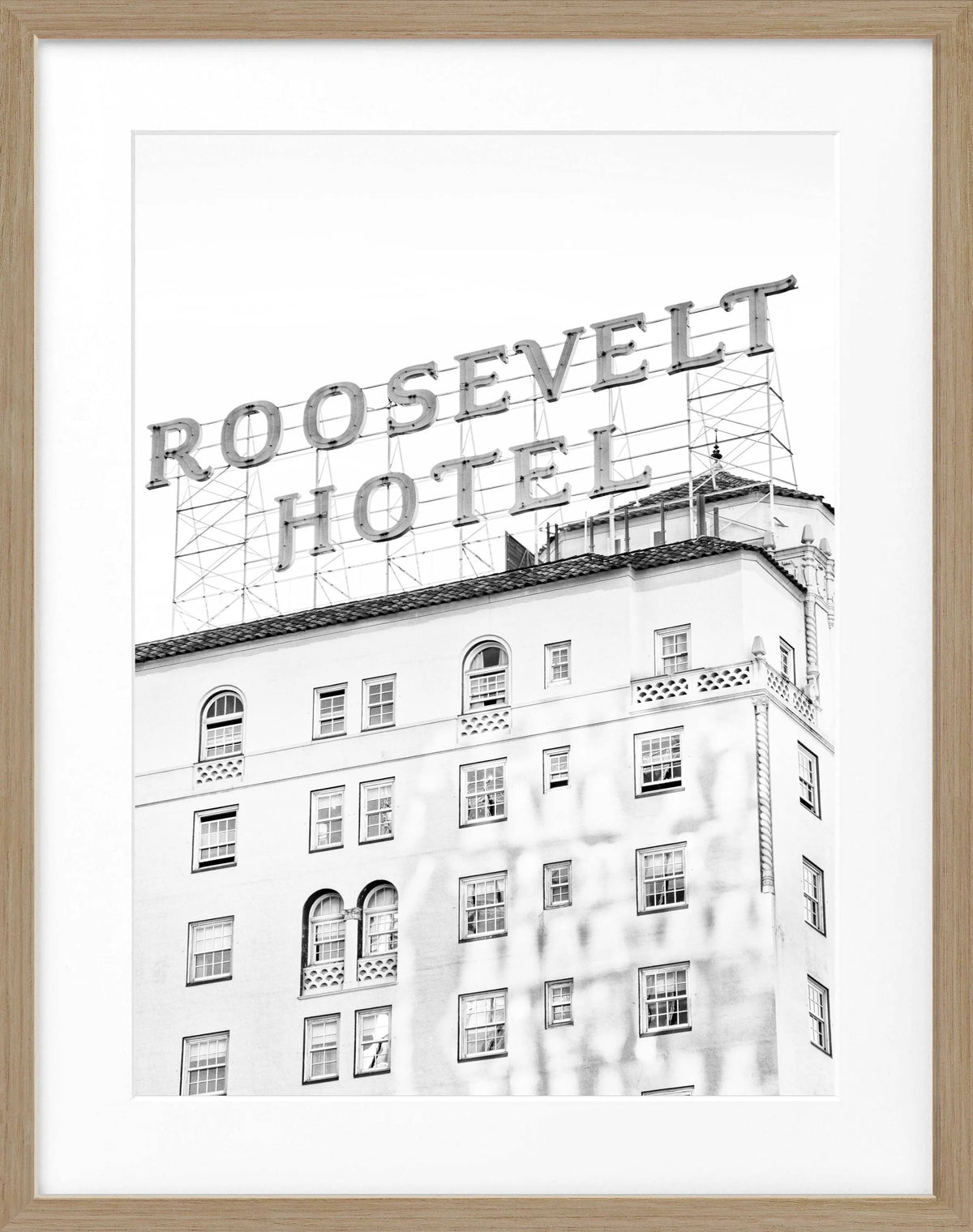Schwarz-Weiß-Poster mit Rahmen, Kalifornien Los Angeles Roosevelt Hotel, von Cosman-Photocollection, 25x31cm, stilvolles Wandbild
