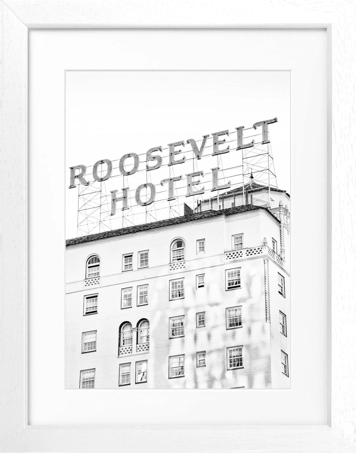 Schwarz-weiß Poster mit Rahmen, Kalifornien Los Angeles Roosevelt Hotel, von Cosman-Photocollection, 25x31 cm, modernes Wandbild