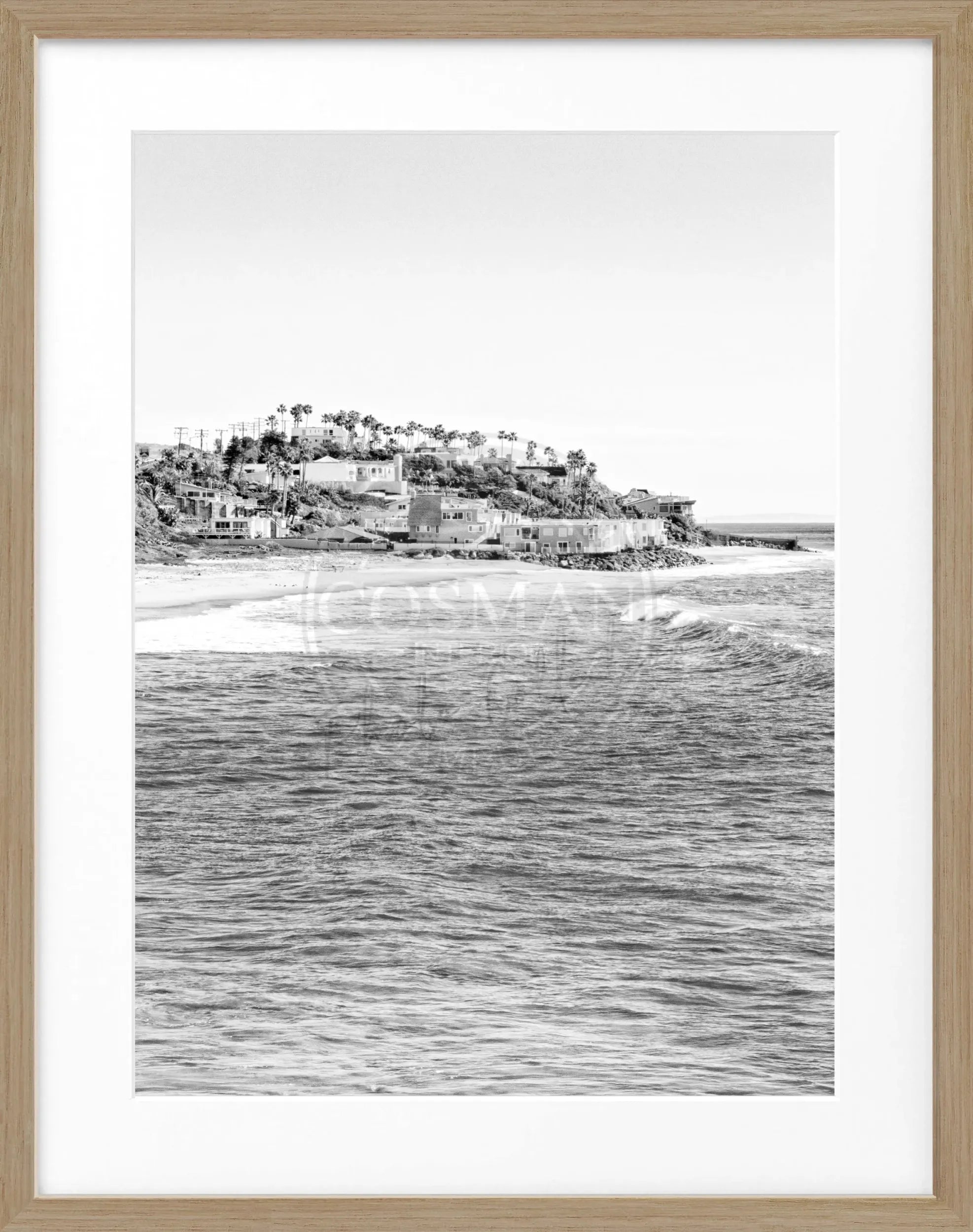 Schwarz-weiß Poster mit Rahmen, Kalifornien Malibu Motiv, von Cosman-Photocollection, 25x31 cm, stilvolles Wandbild
