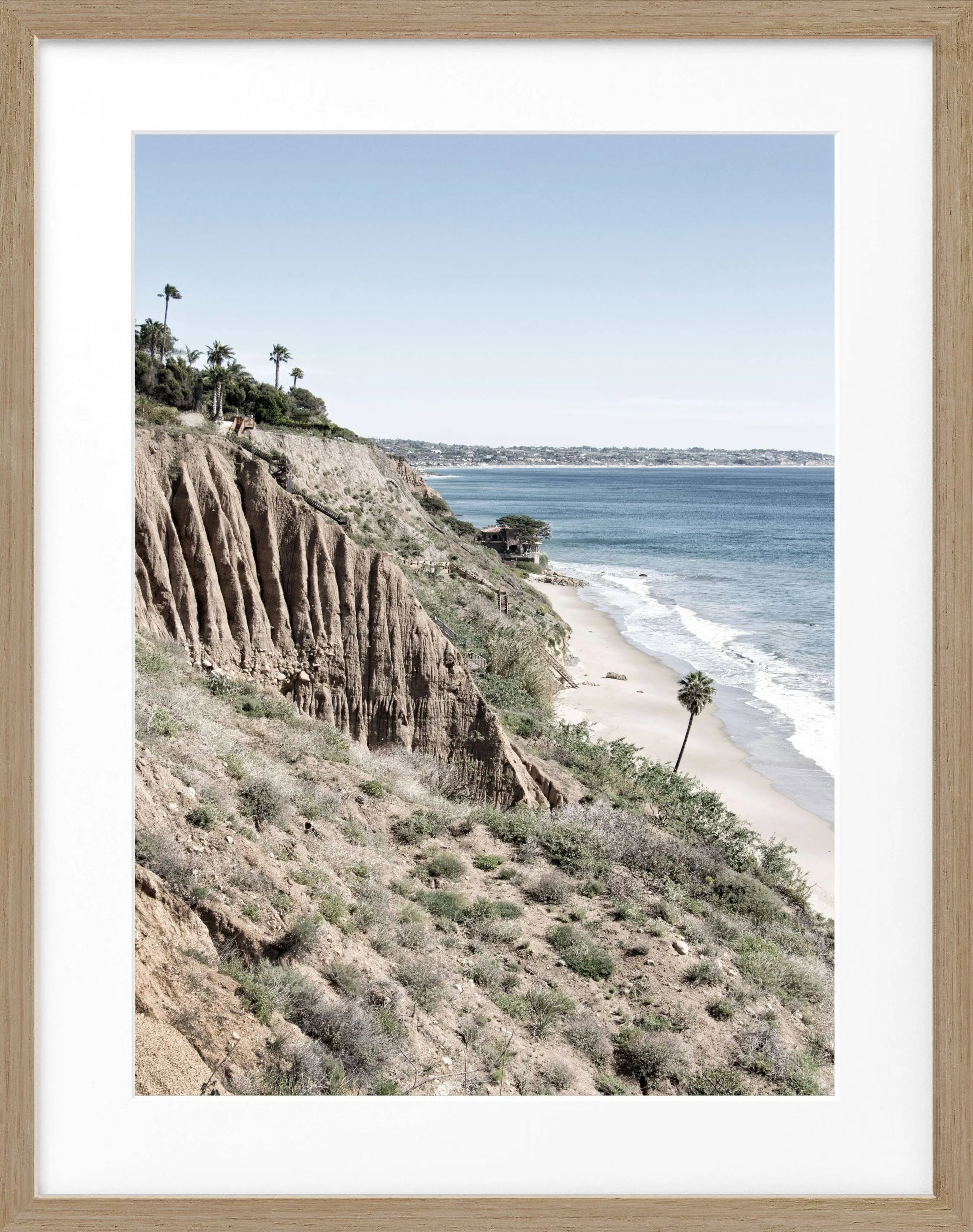 Schwarz-weiß Poster mit Rahmen, Kalifornien Malibu Motiv, von Cosman-Photocollection, 25x31 cm, Wanddekoration