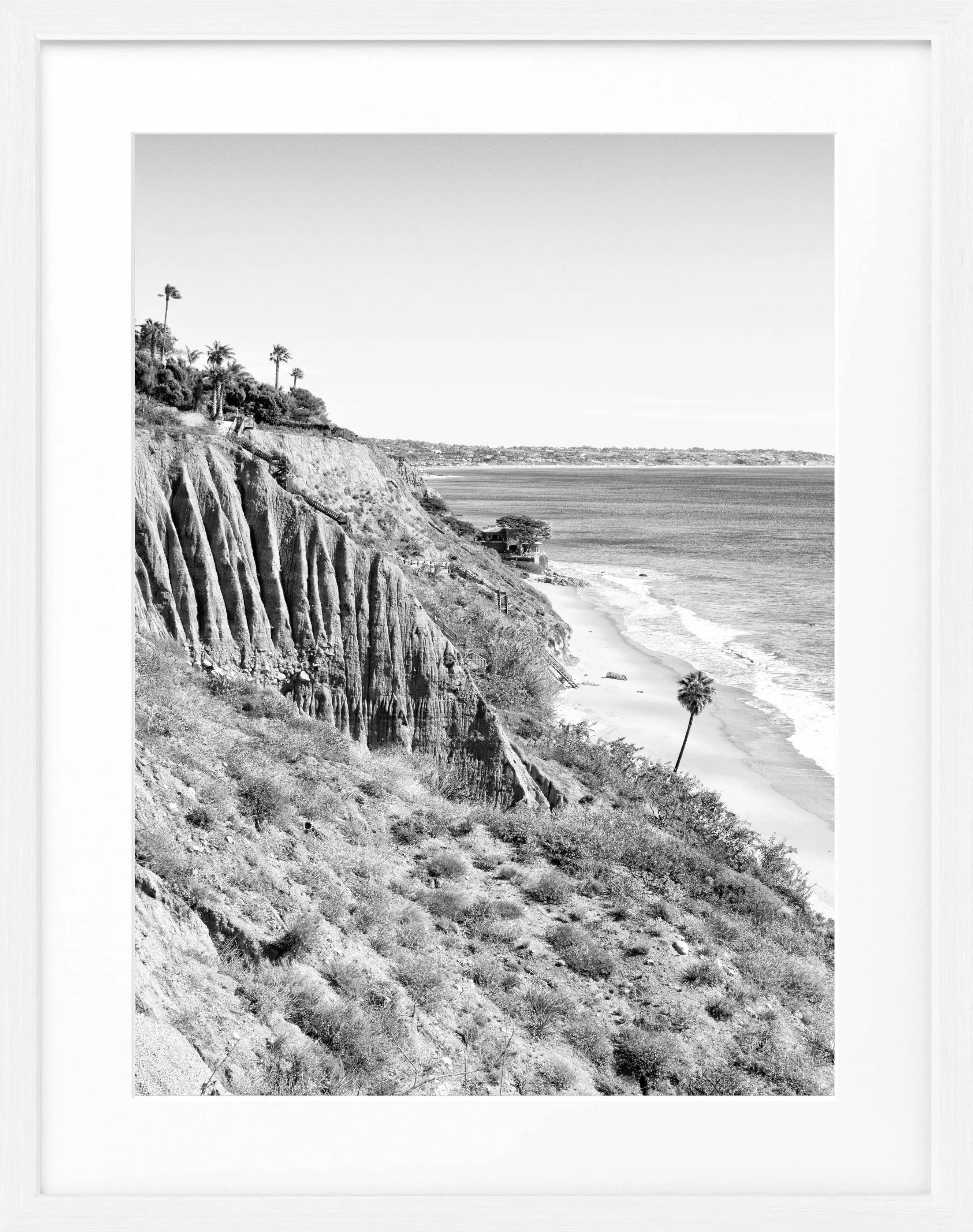 Schwarz-weiß Poster mit Rahmen, Kalifornien Malibu Motiv, von Cosman-Photocollection, 25x31 cm, Wanddekoration