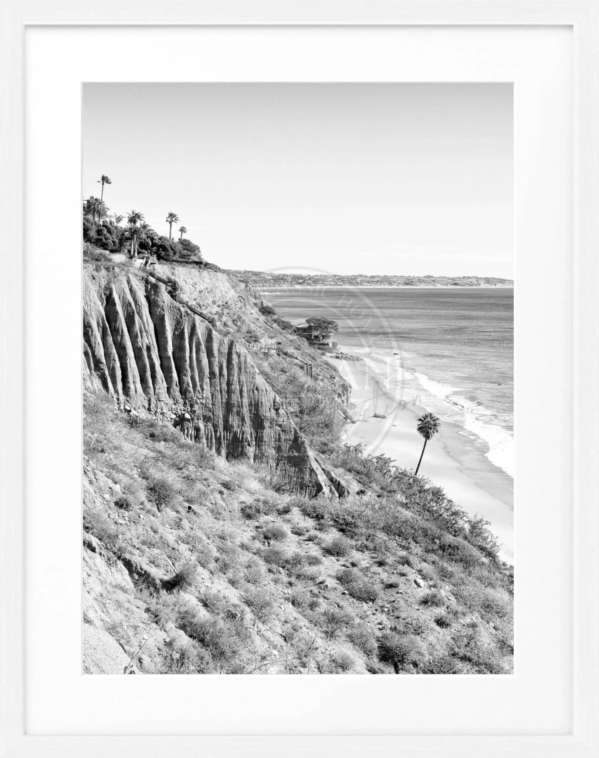 Schwarz-weiß Poster mit Rahmen, Kalifornien Malibu Motiv, von Cosman-Photocollection, 25x31 cm.