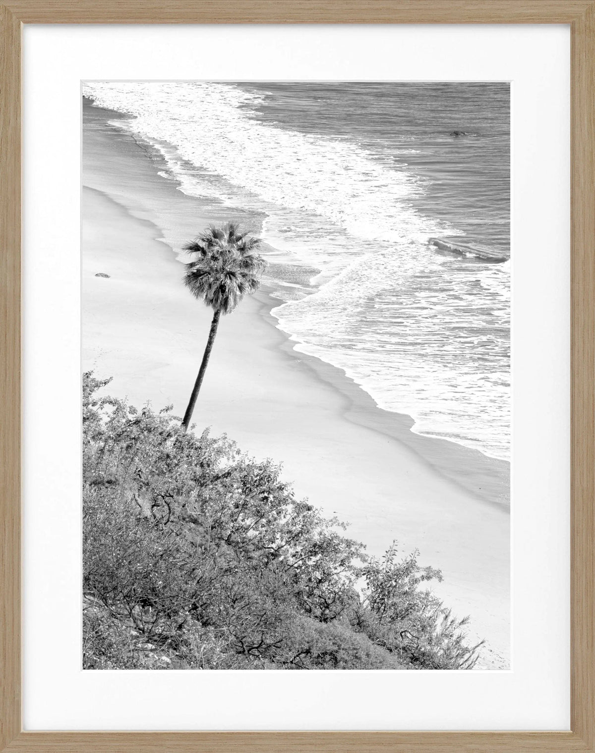 Schwarzer Poster mit Rahmen, Kalifornien Malibu Motiv, 25x31cm, von Cosman-Photocollection, schwarz-weiß, Wanddekoration