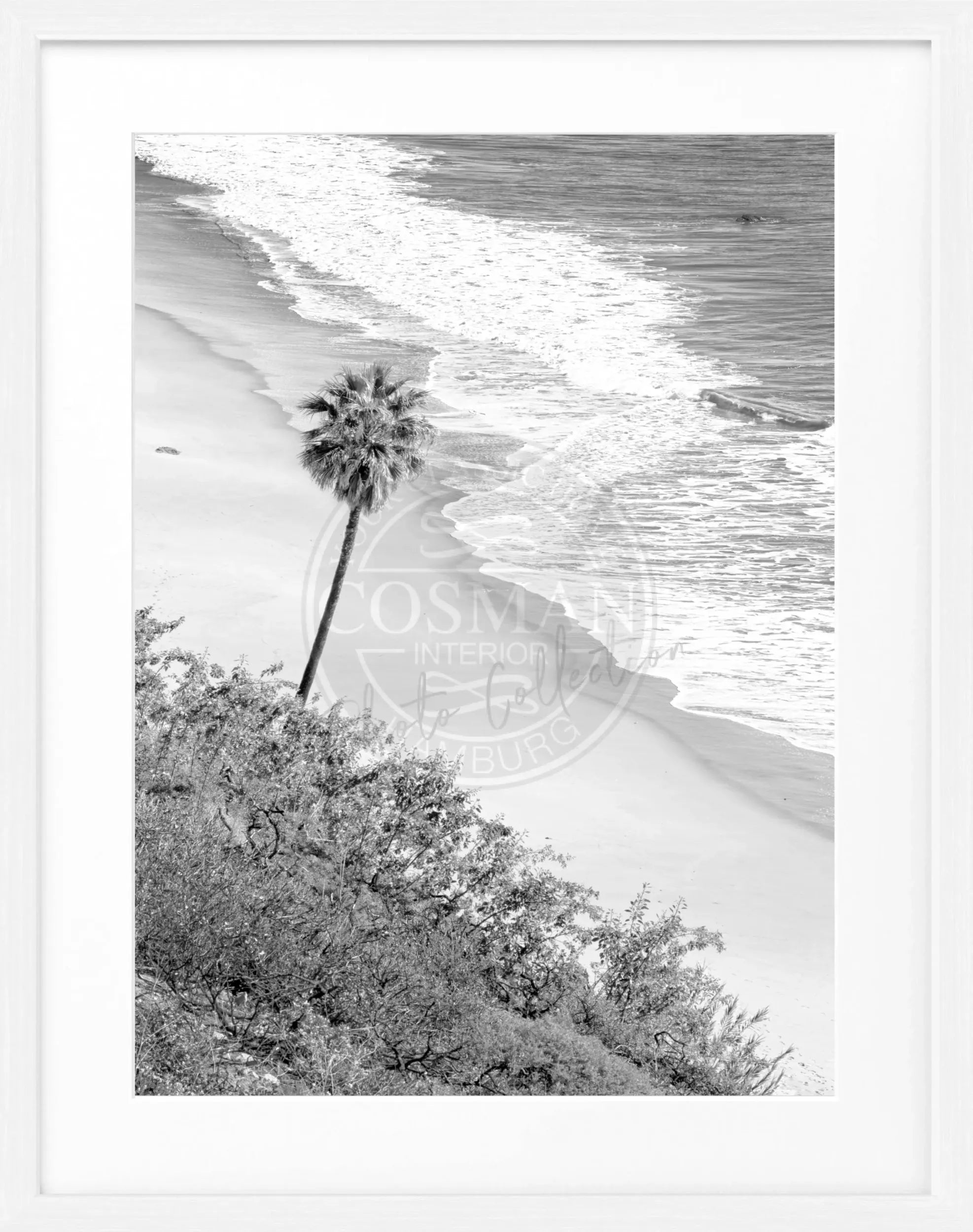 Schwarzweiß-Poster mit Rahmen, Kalifornien Malibu Motiv, 25x31cm, von Cosman-Photocollection, Wanddekoration im modernen Stil