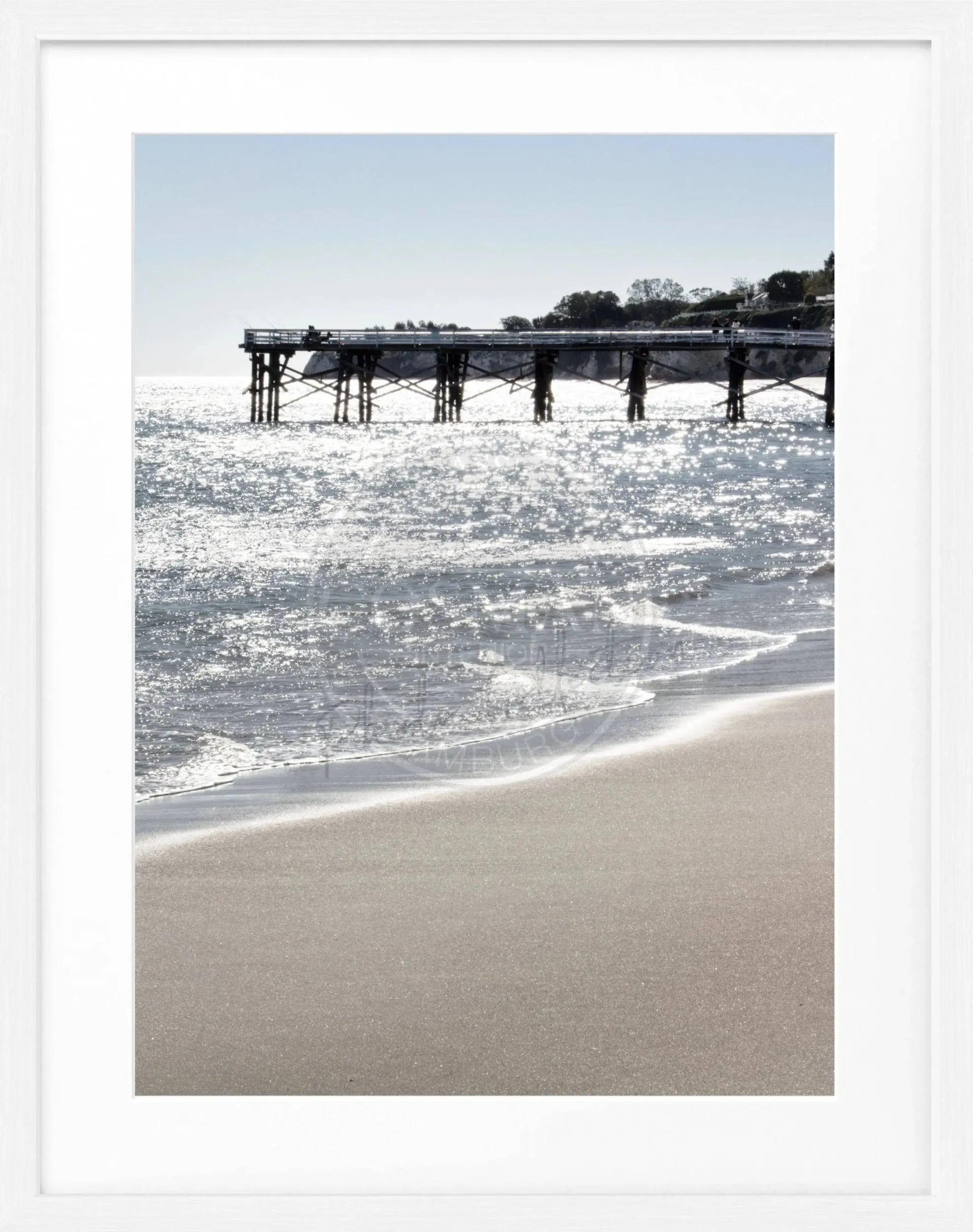 Schwarz-weiß Poster mit Rahmen, Kalifornien Malibu Pier, Cosman-Photocollection, 25x31cm, Meeresblick an einem Pier