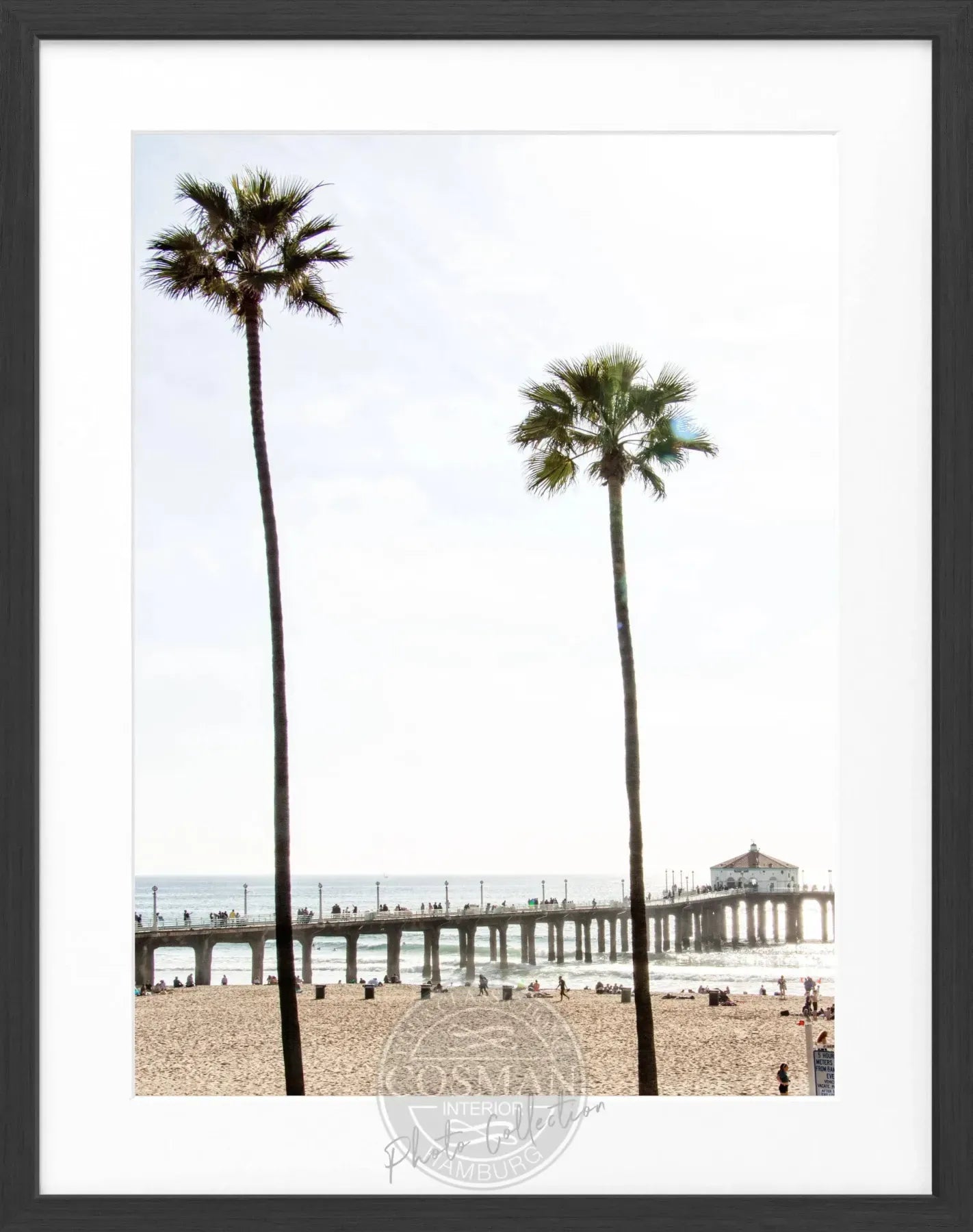 Schwarz-weiß Poster mit Rahmen, Kalifornien Manhattan Beach, Cosman-Photocollection, 25x31cm, Wanddekoration