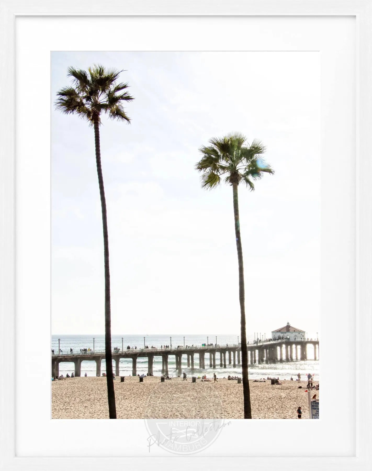 Schwarz-weiß Poster mit Rahmen von Cosman-Photocollection, Kalifornien Manhattan Beach, 25x31cm, kunstvoller Meeresblick