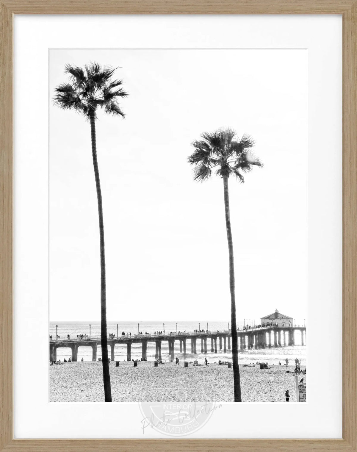 Schwarz-weiß Poster mit Rahmen, Kalifornien Manhattan Beach, von Cosman-Photocollection, 25x31 cm, Wanddekoration