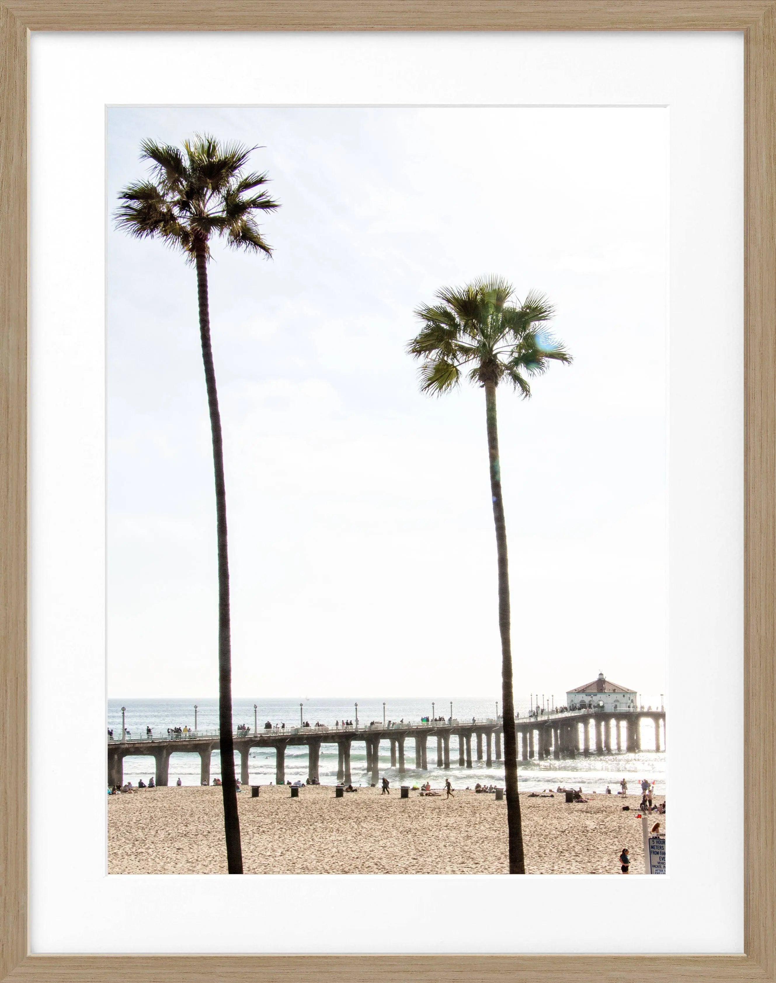 Schwarz-weiß Poster mit Rahmen von Cosman-Photocollection, Kalifornien Manhattan Beach, 25x31 cm, Fotomotiv in Schwarz-Weiß