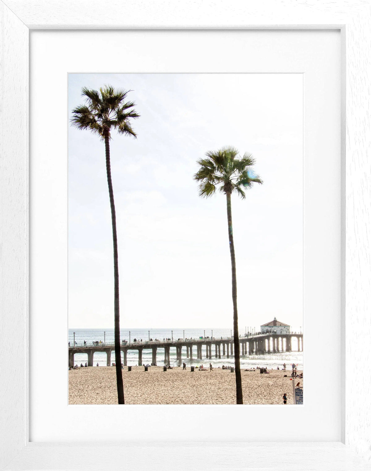 Schwarz-weiß Poster mit Rahmen, Kalifornien Manhattan Beach, von Cosman-Photocollection, 25x31 cm, Wanddekoration.