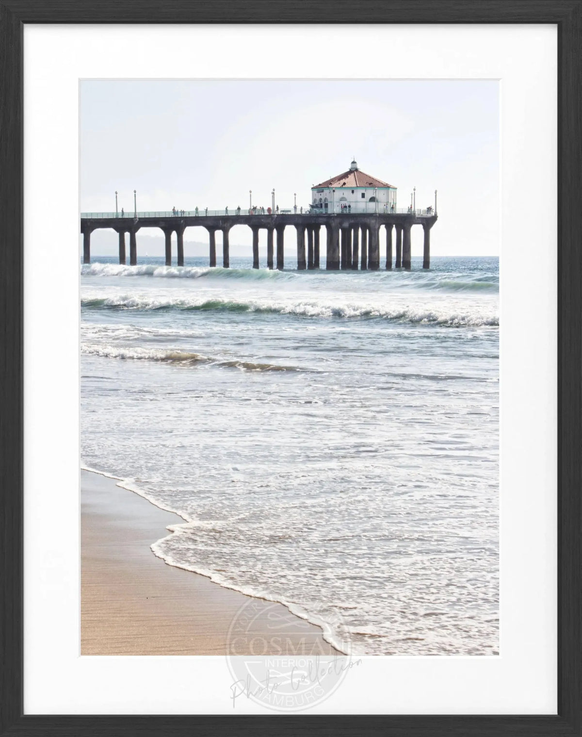 Schwarz-weiß Poster mit Rahmen, Kalifornien Manhattan Beach Pier, Cosman-Photocollection, 25x31cm, Fotokunst, Wanddekoration